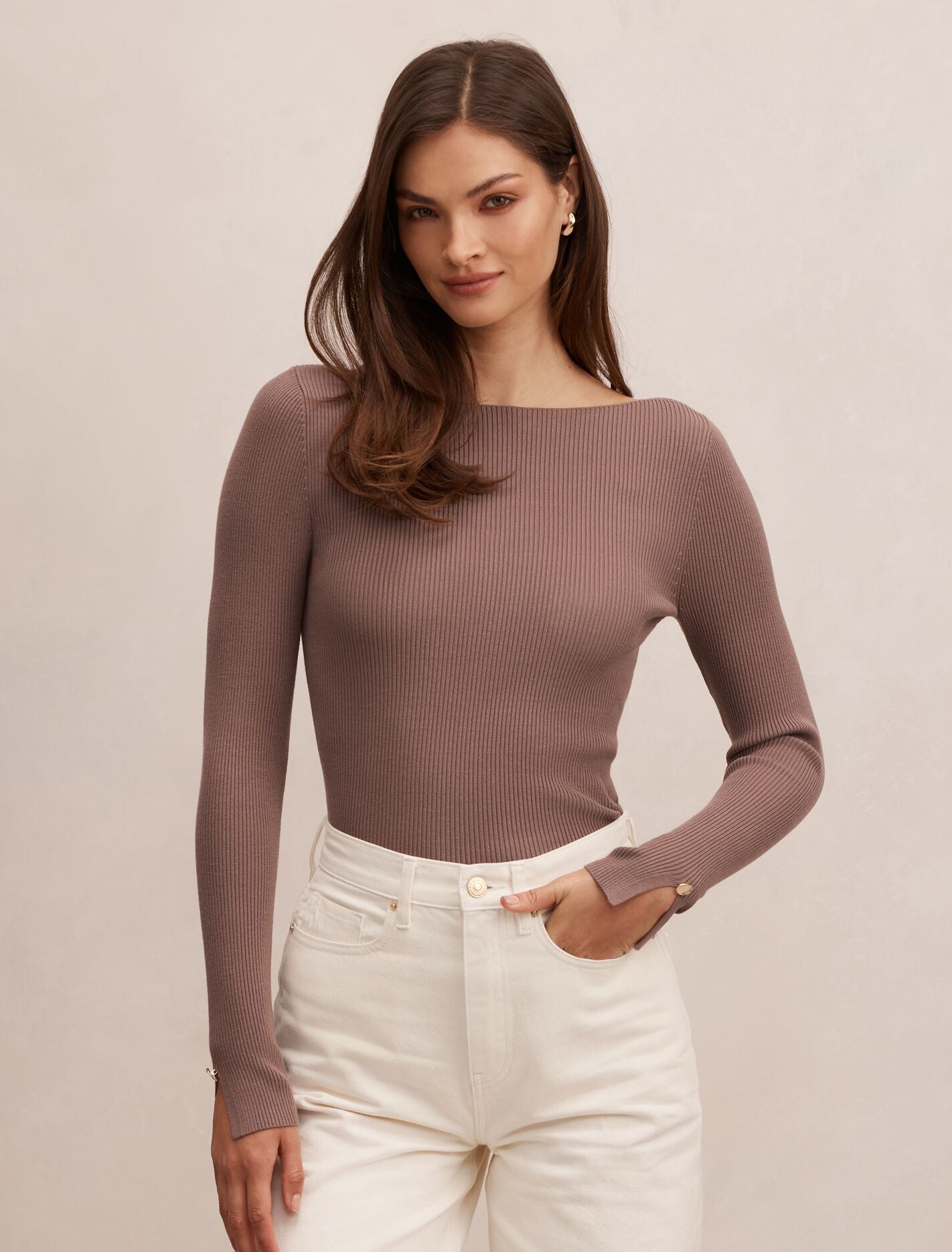 Alaia Knit Rib Top Deep Taupe Forever New