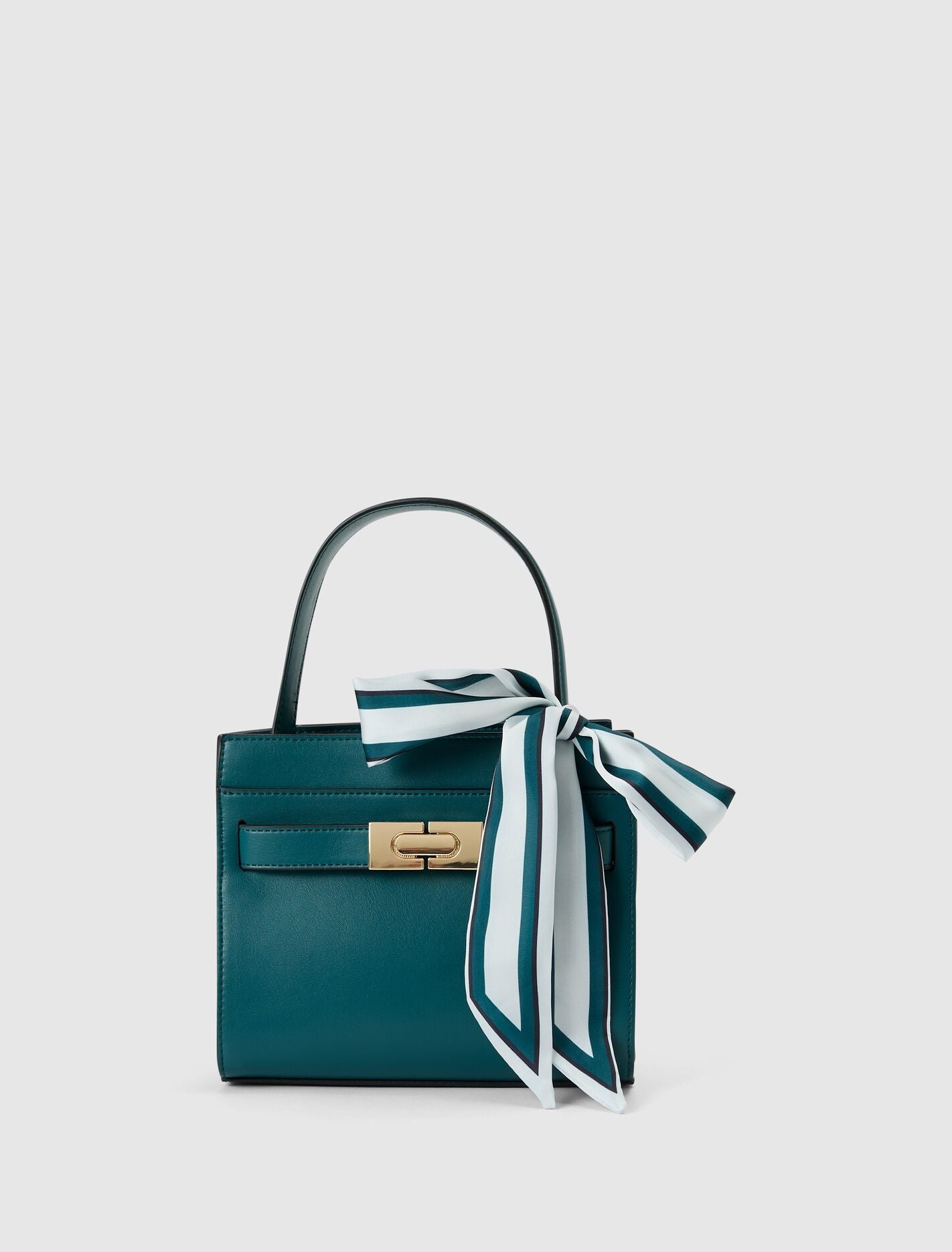 Serin Small Lock Top Handle Bag 0 Crystal Teal Forever New