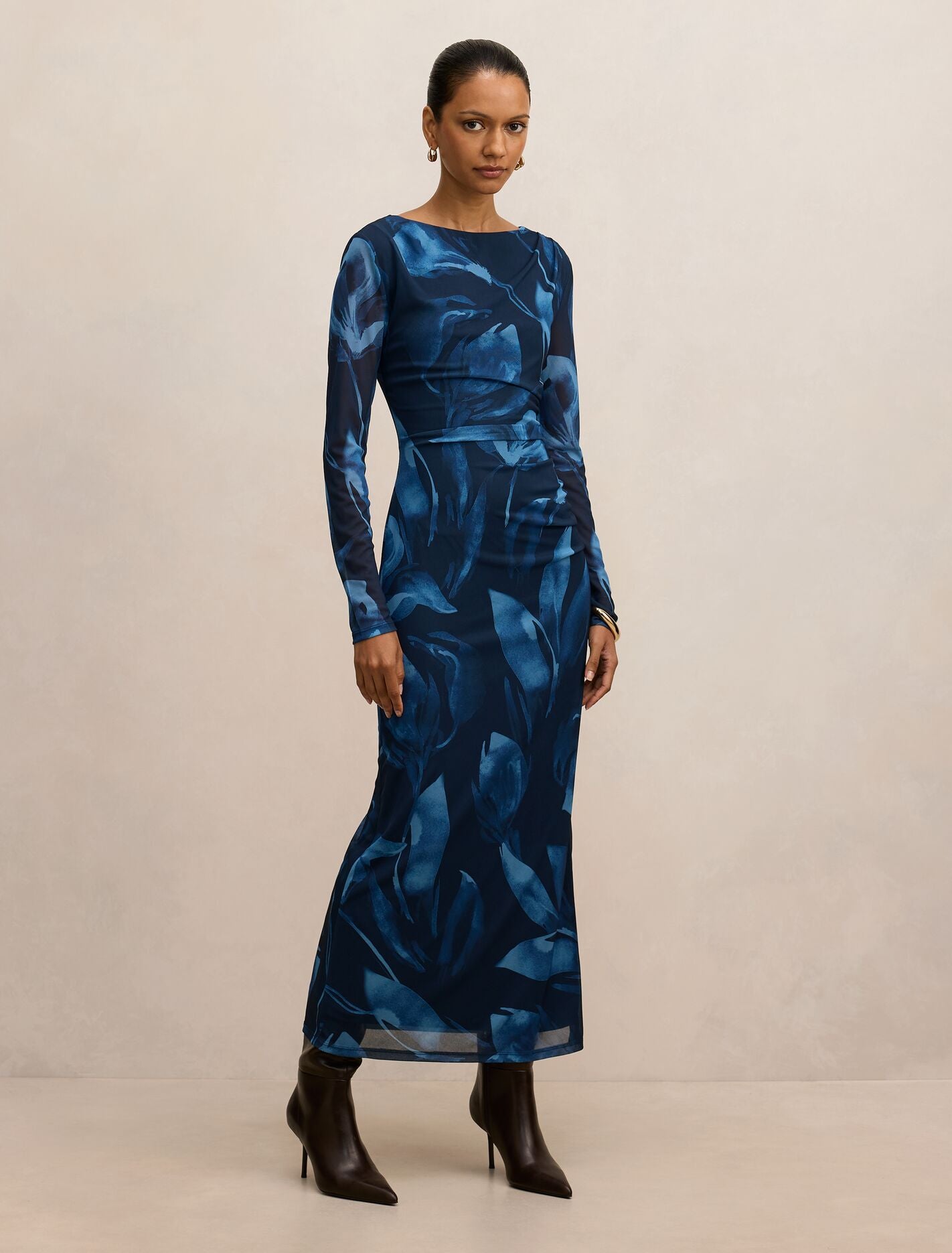 Alannah Petite Printed Midi Dress Navy Barkly Forever New