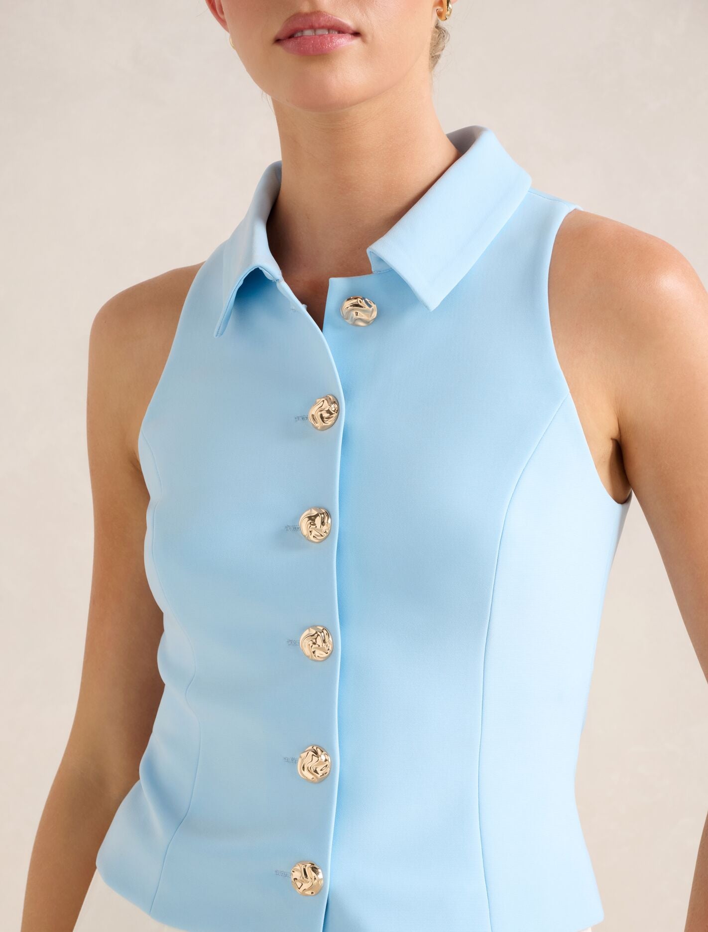 Tilly Button Detail Halter Top Forever New