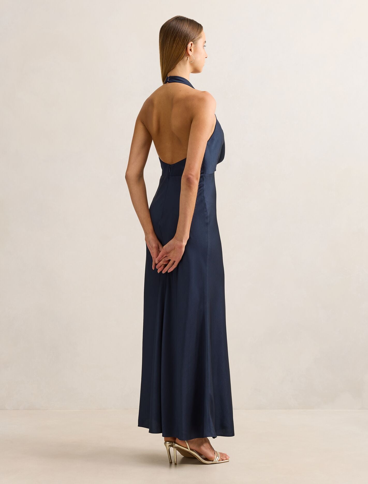 Becca Cowl Halter Satin Dress Forever New