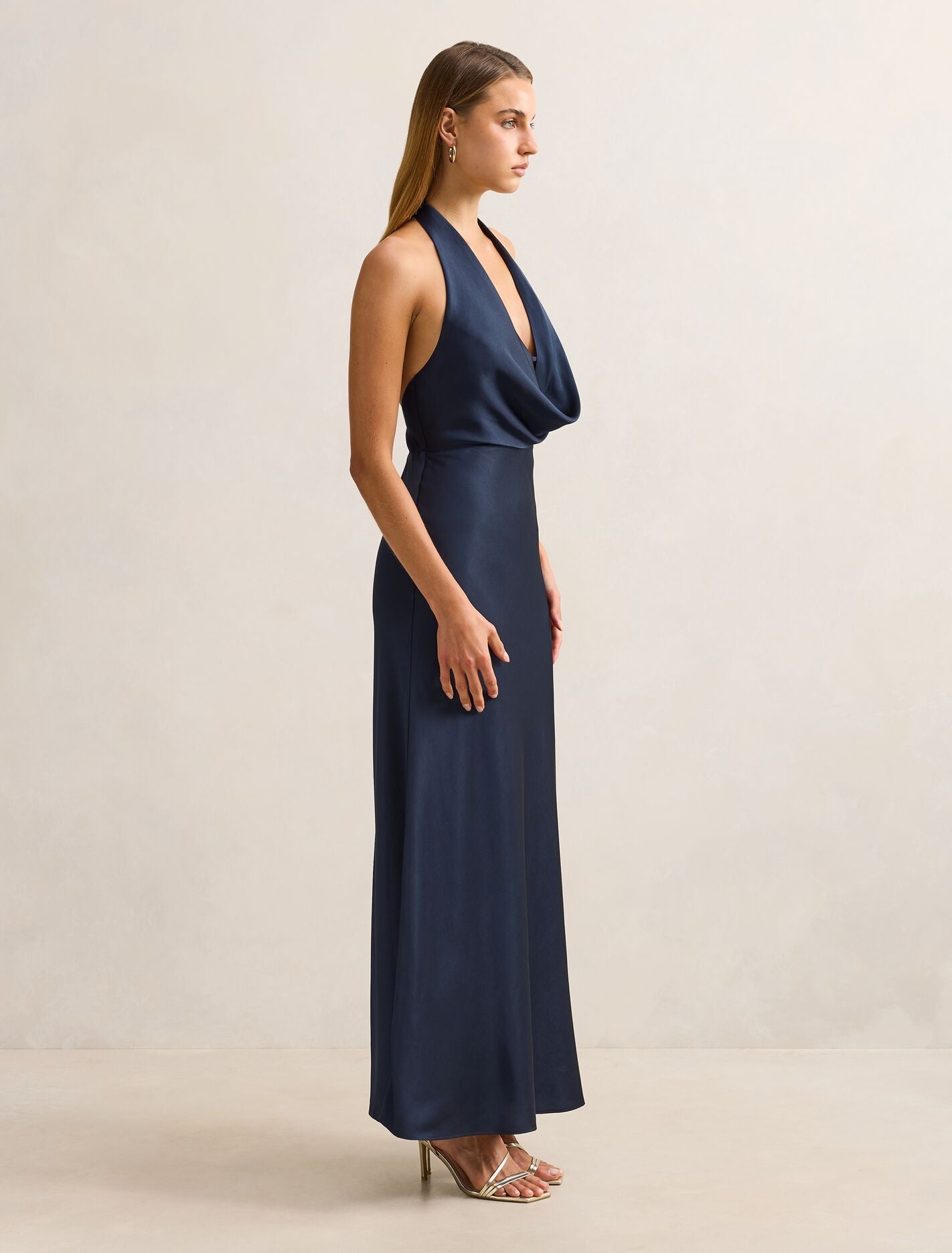 Becca Cowl Halter Satin Dress Forever New