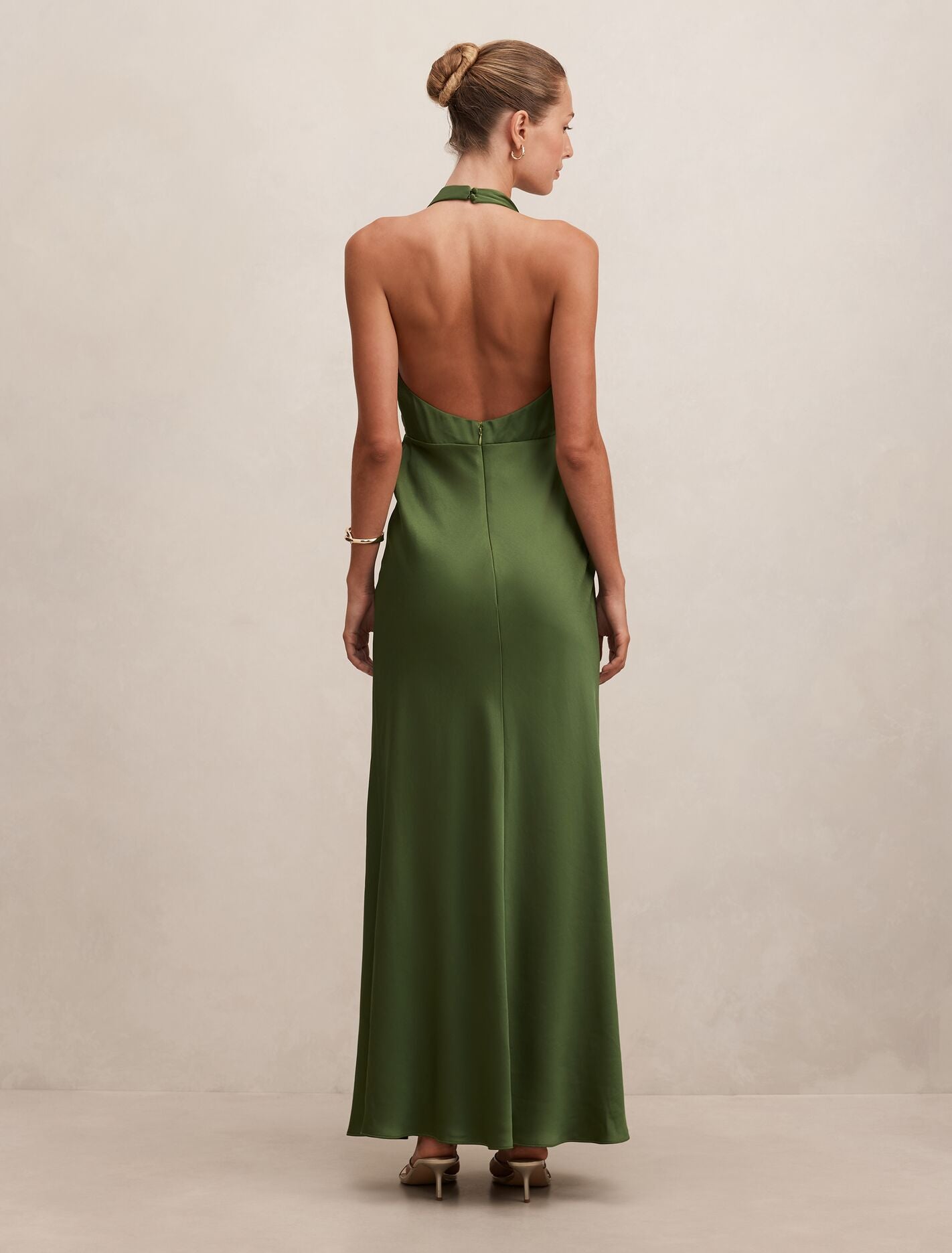 Becca Cowl Halter Satin Dress Forever New