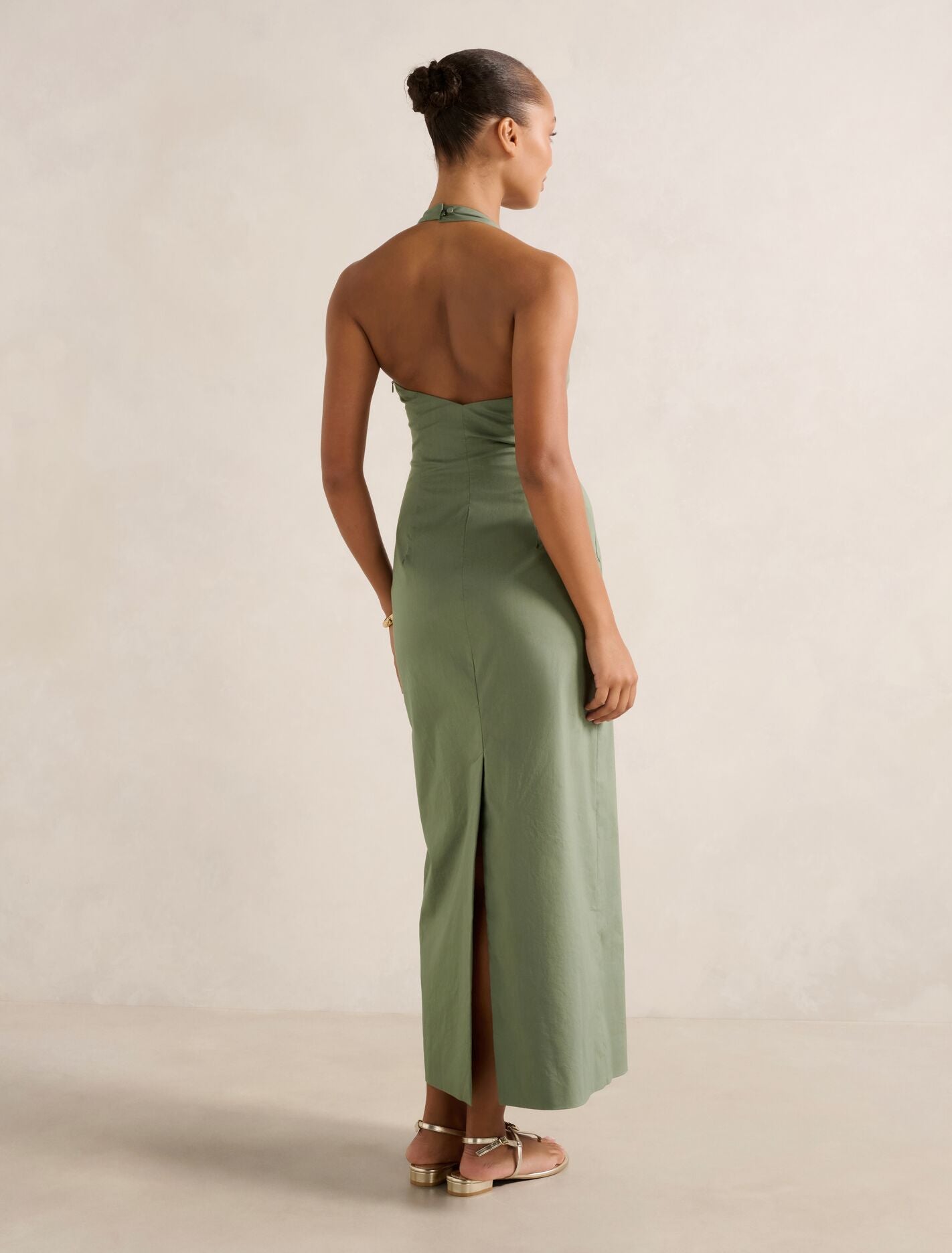 Tia Stretch Cotton Halter Midi Dress Forever New