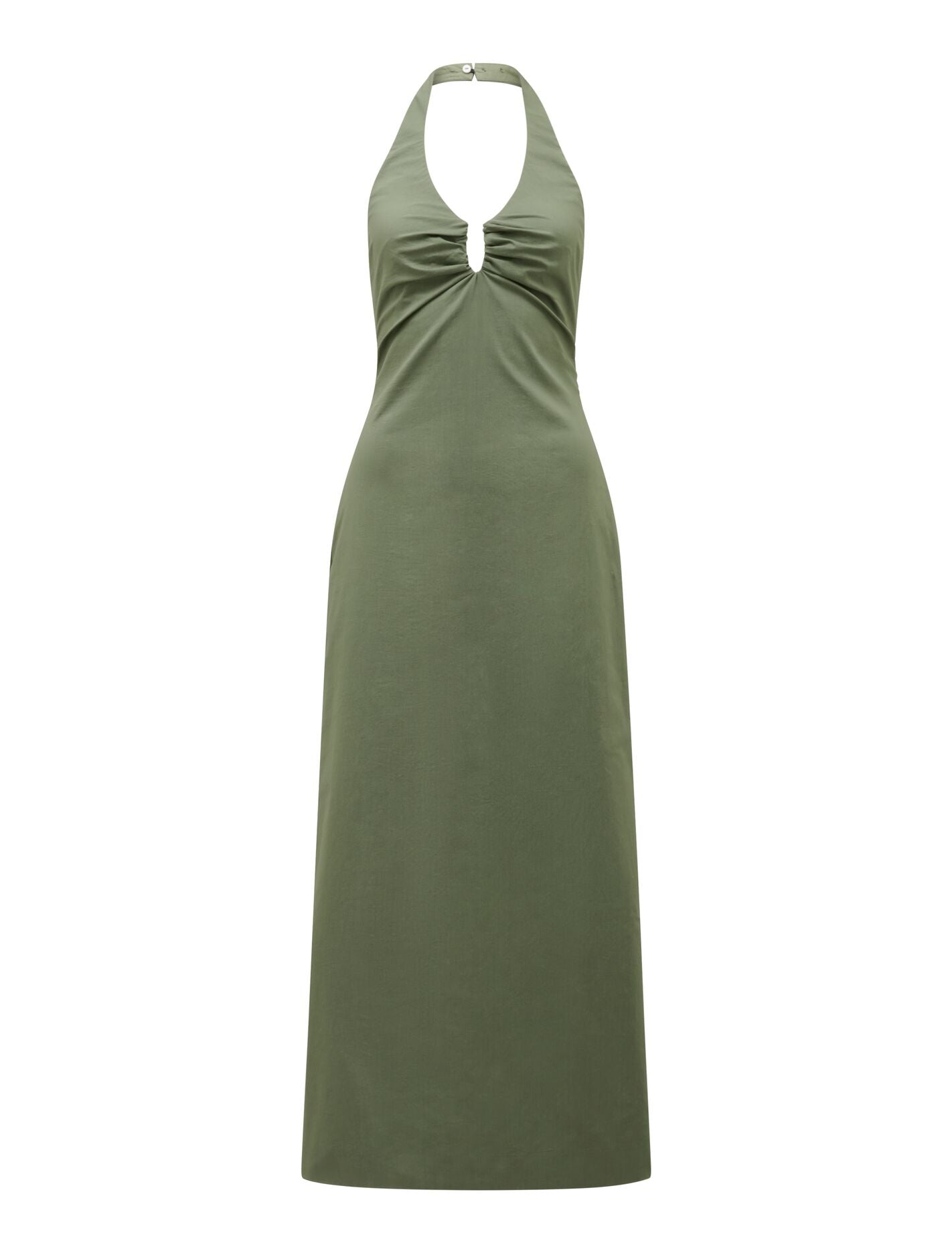 Tia Stretch Cotton Halter Midi Dress Garden Green Forever New