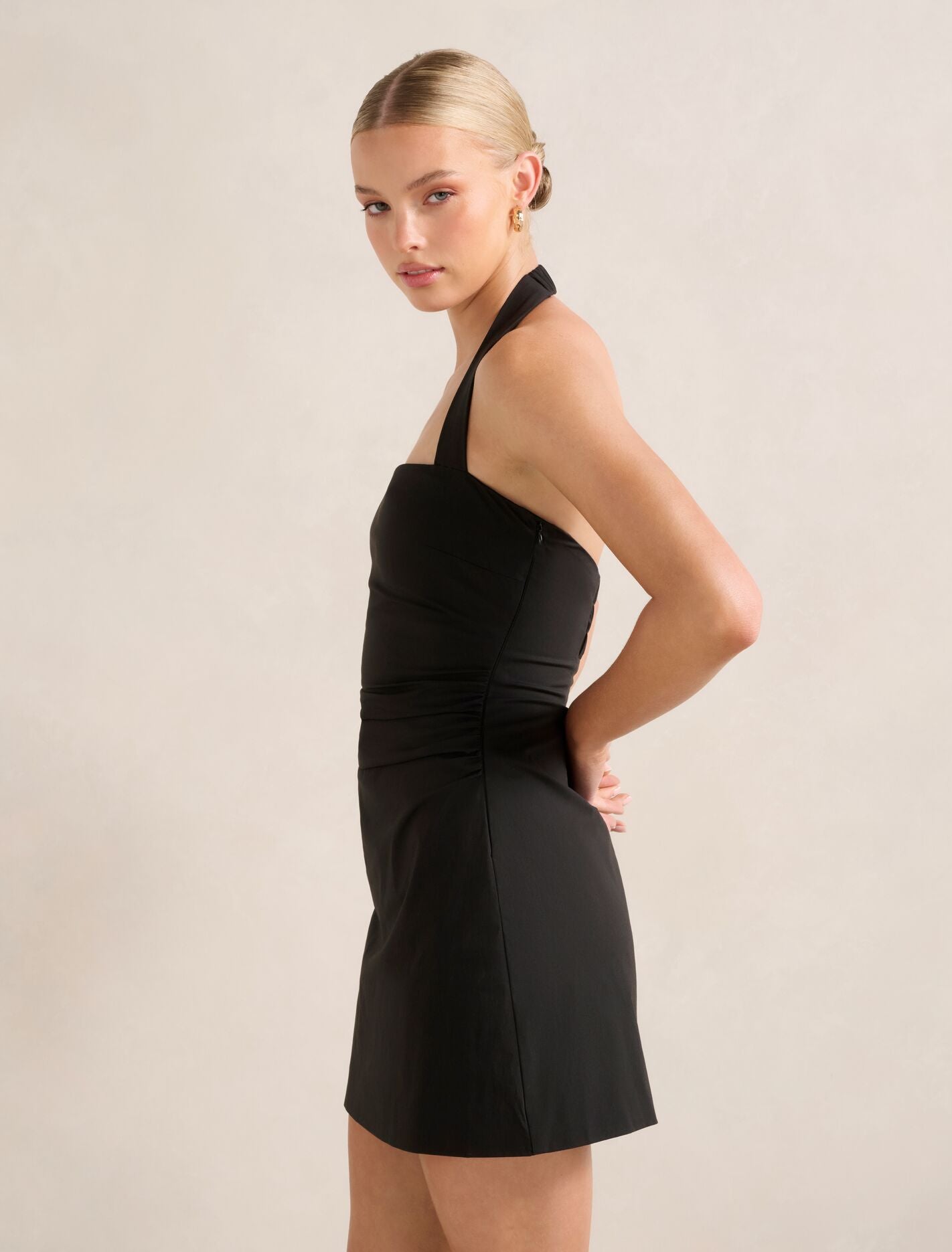 Imogen Stretch Cotton Halter Mini Dress Forever New