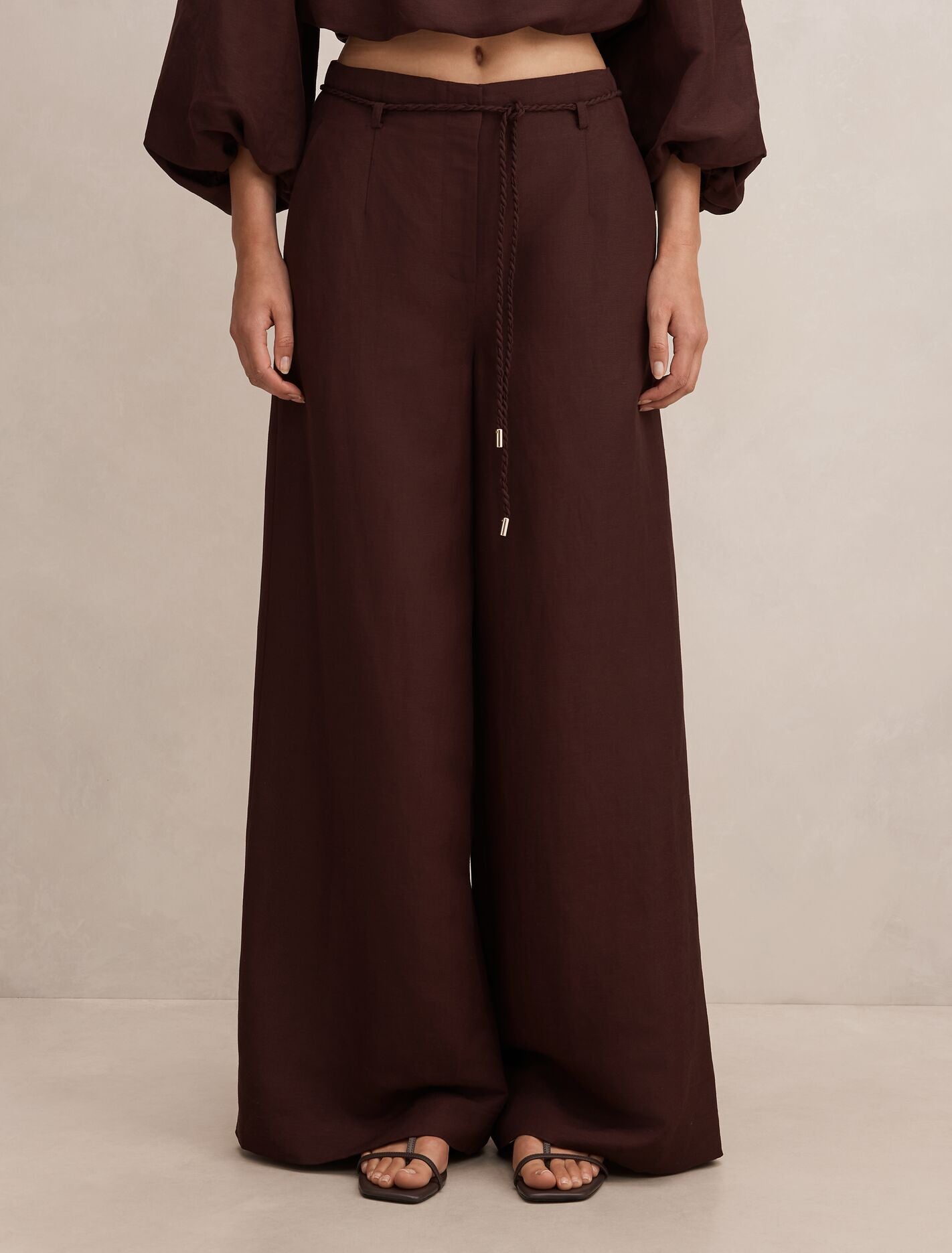 Myla Wide Leg Pants Chocolate Set Forever New