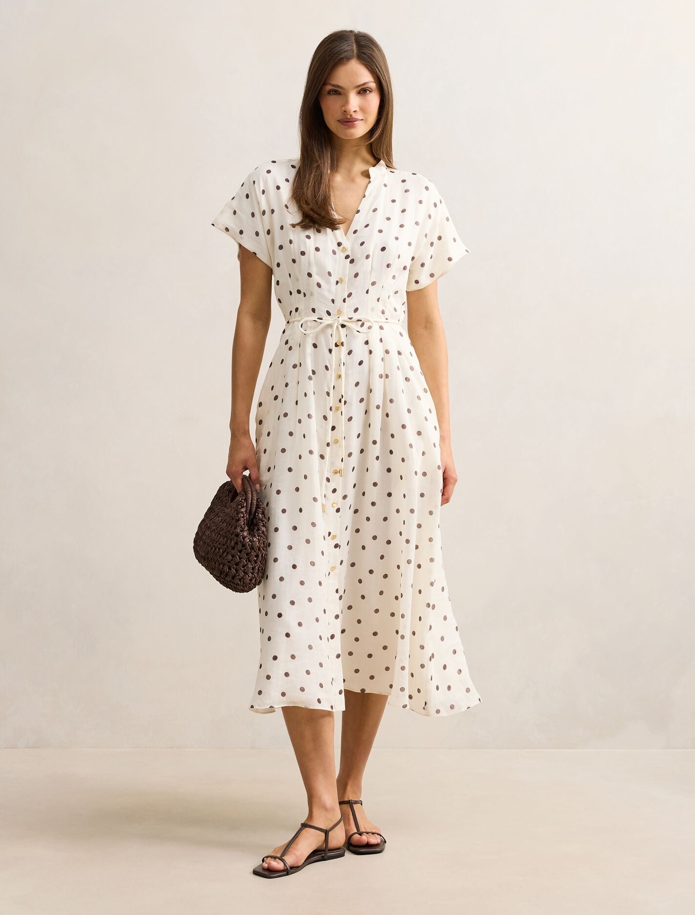 Jemma Shirt Midi Dress Cream Edmond Spot Forever New