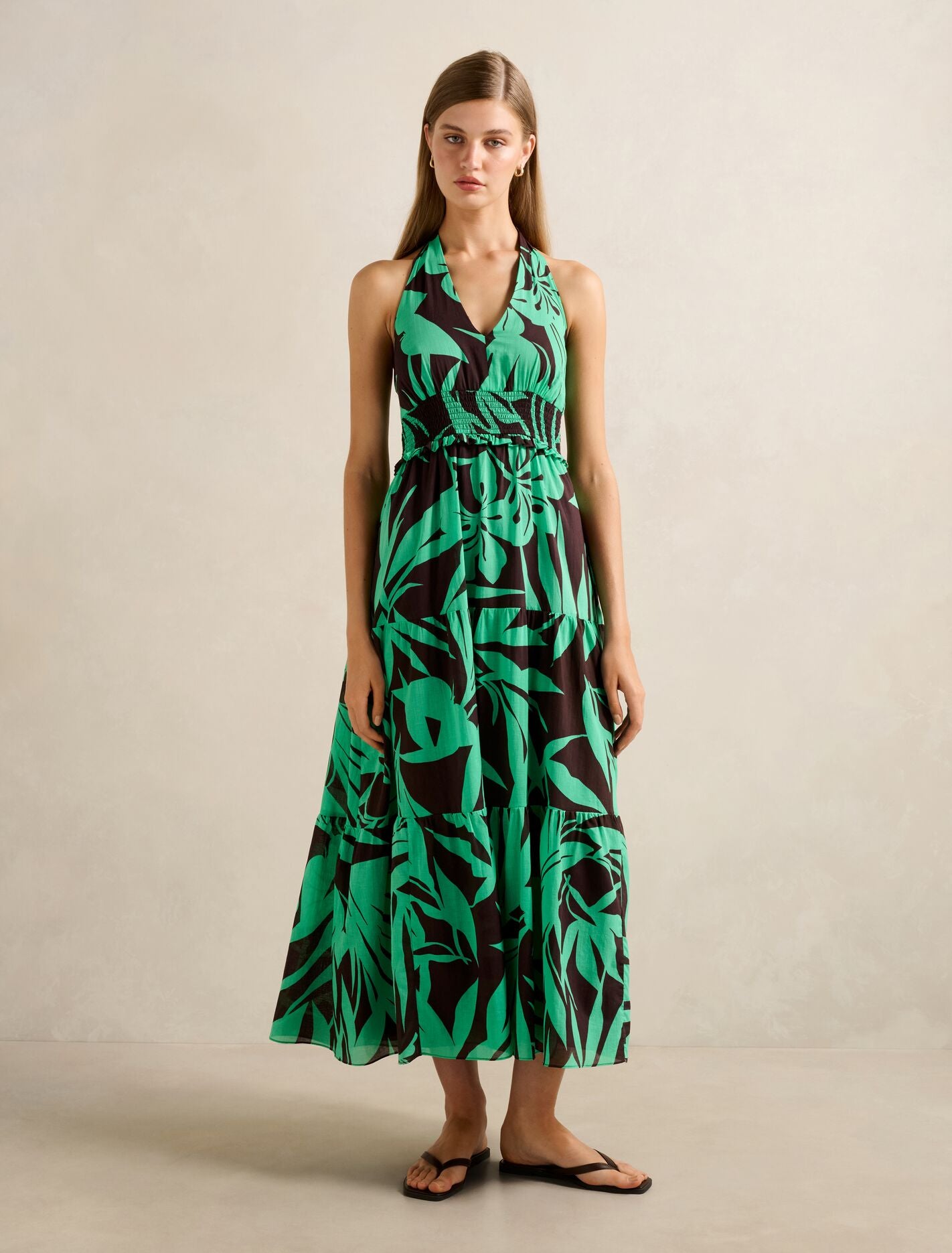 Gabrielle Shirred Halter Midi Dress Mint Corella Forever New