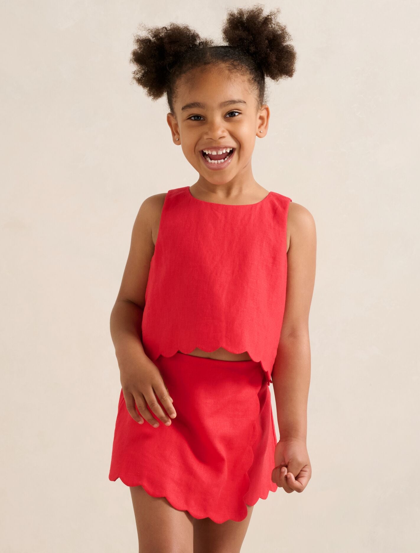 Molly Girls Scalloped Shift Top Claire Red Forever New