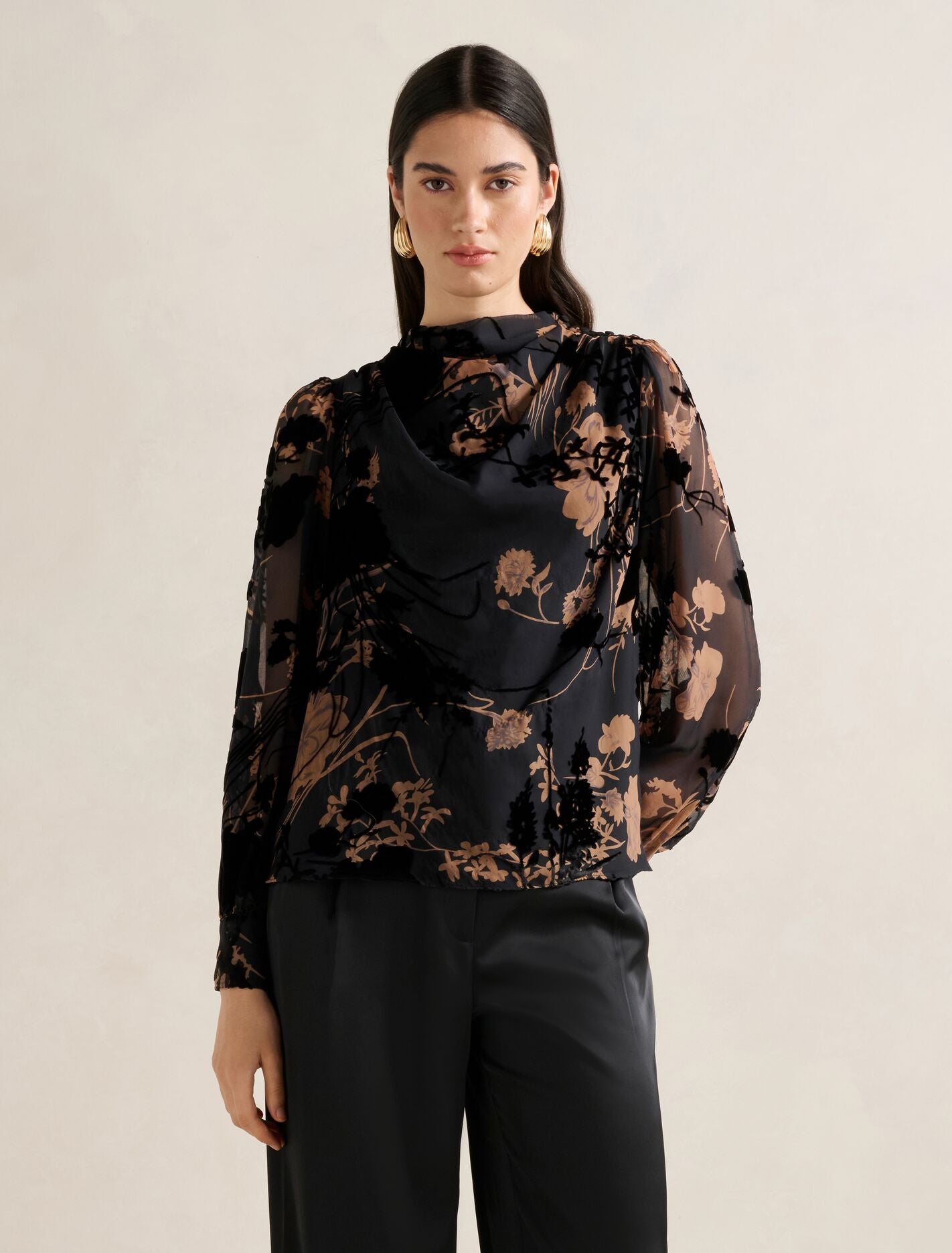 Amaya Drape Blouse Black Brown Forever New