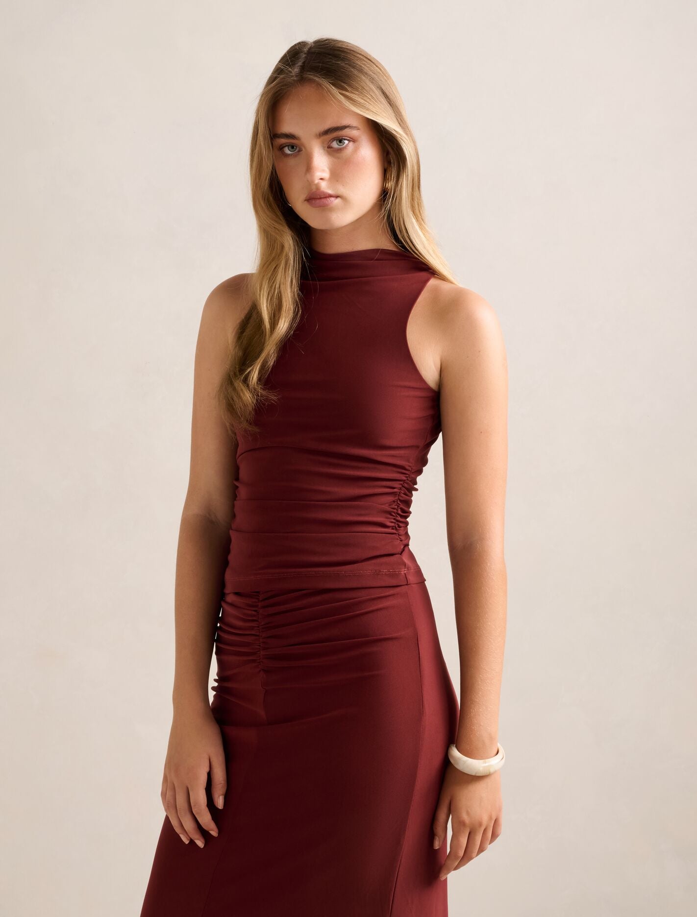 Savannah Ruched Mesh Top Forever New