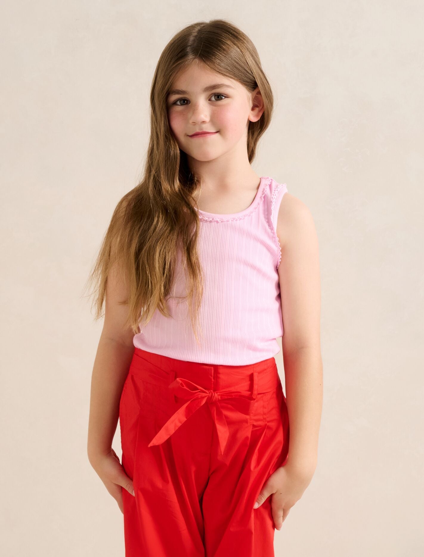 Tessa Girls Rib Tank Top Powder Pink Forever New