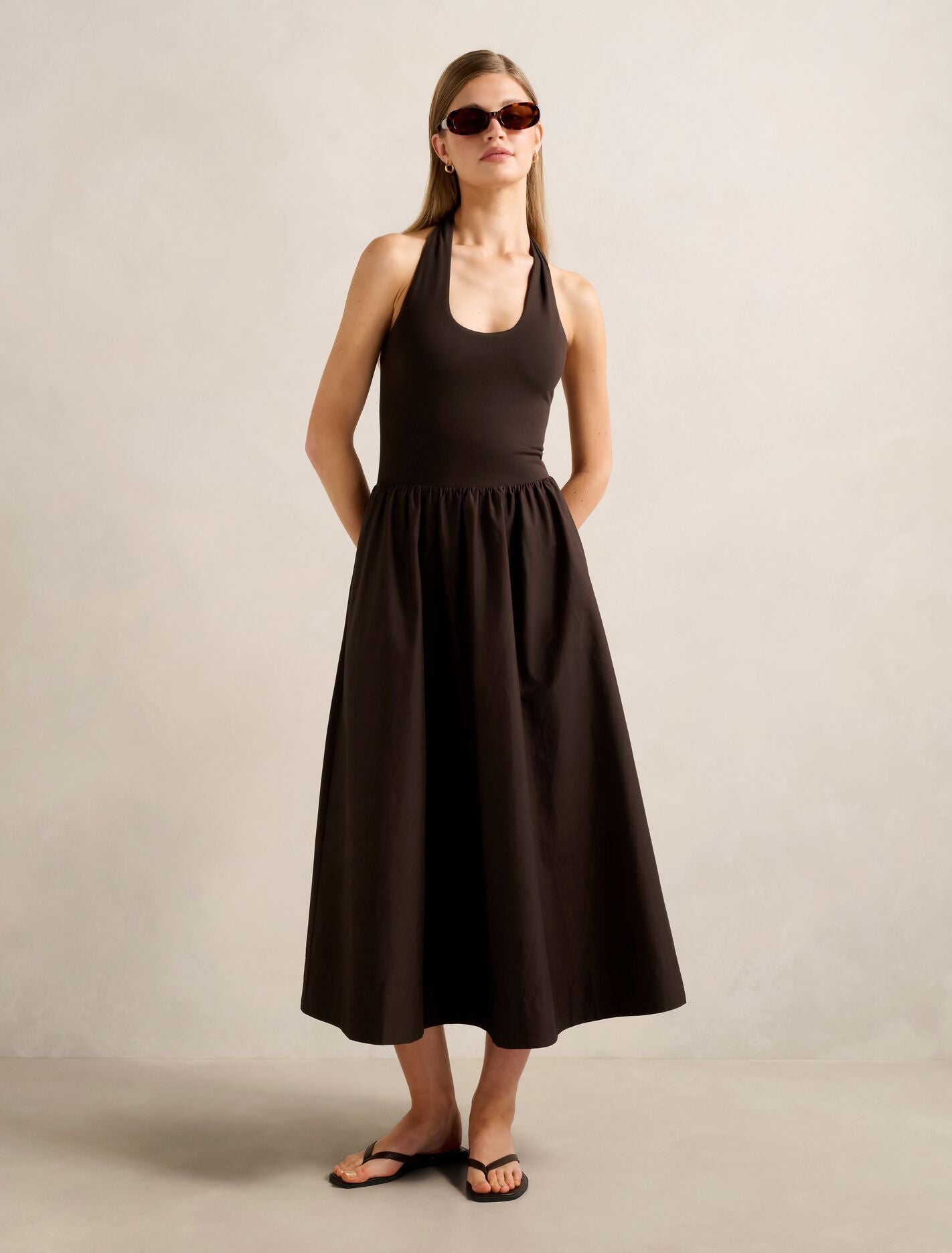 Margot 2 In 1 Halter Midi Dress Chocolate Forever New