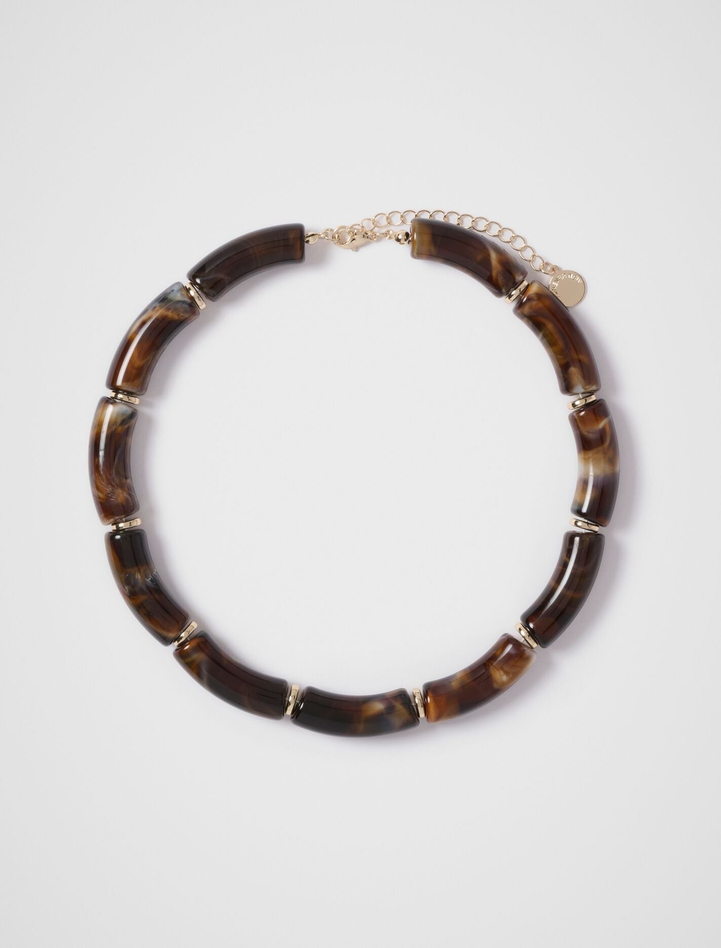 Maya Rectangle Bead Necklace 0 Brandy Brown Forever New