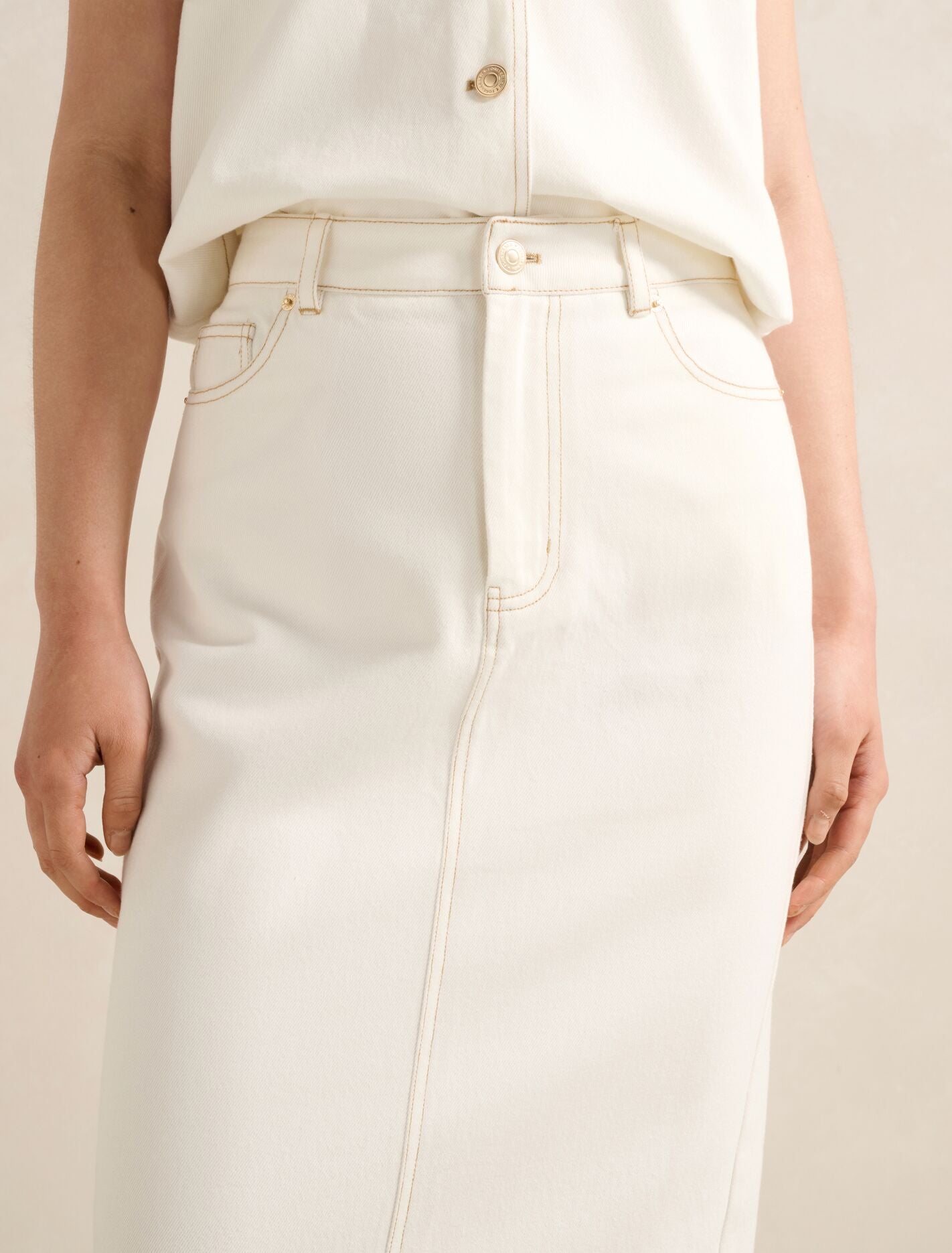 Beatrice Denim Column Skirt Forever New