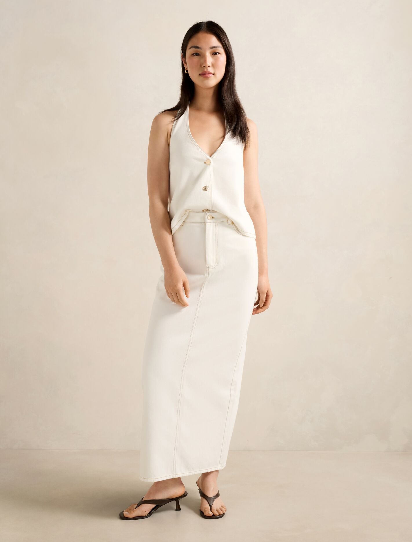 Beatrice Denim Column Skirt Forever New