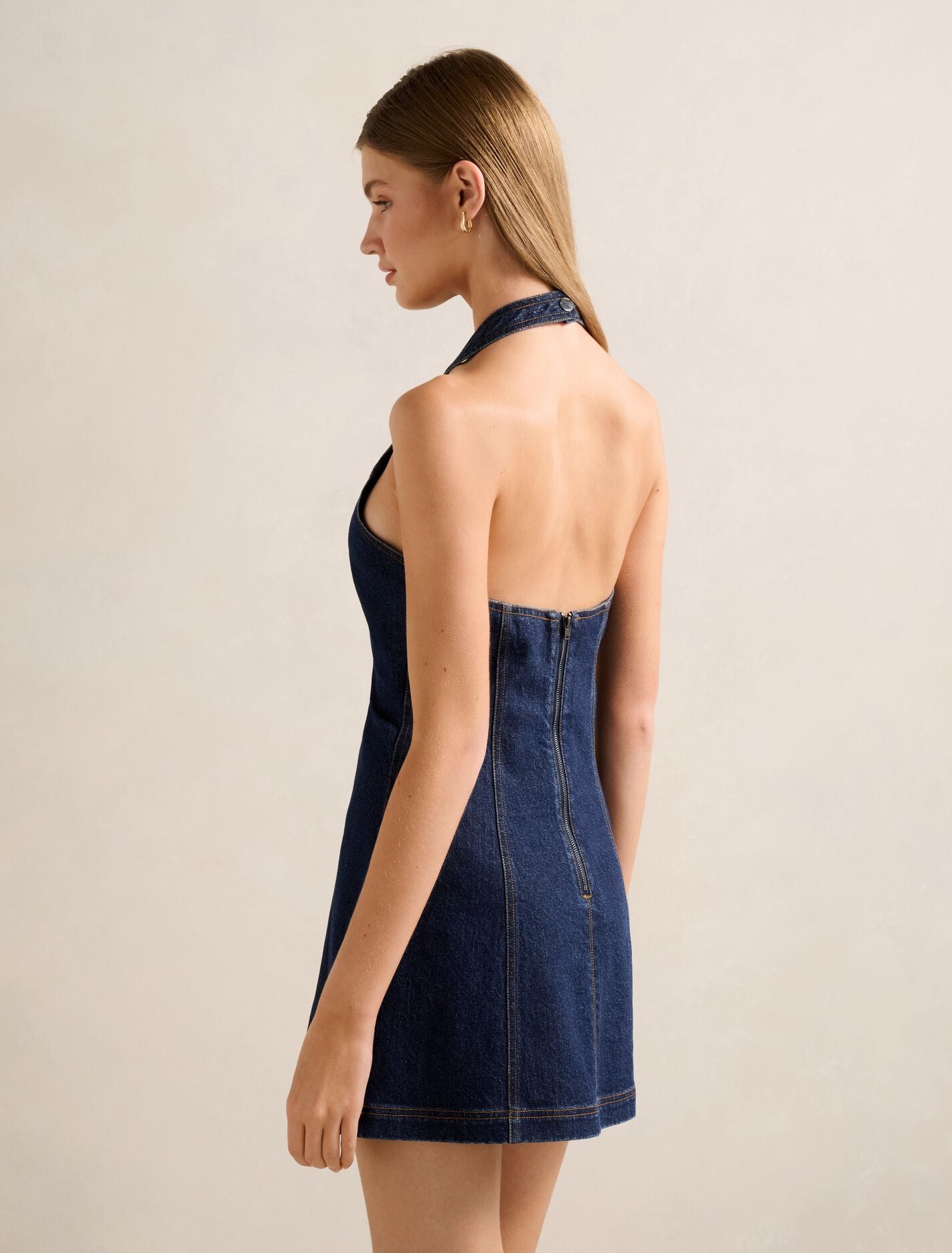 Jorja Halter Denim Dress Forever New