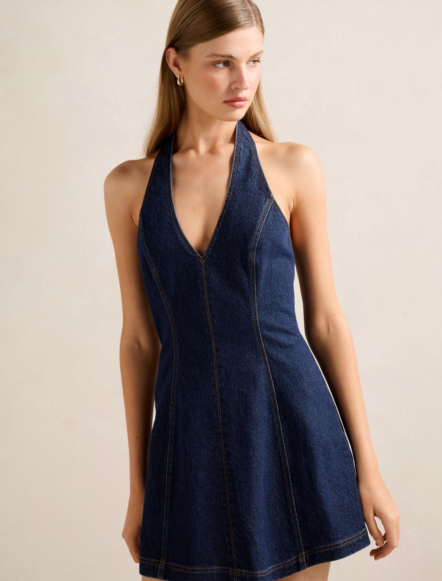 Jorja Halter Denim Dress Forever New