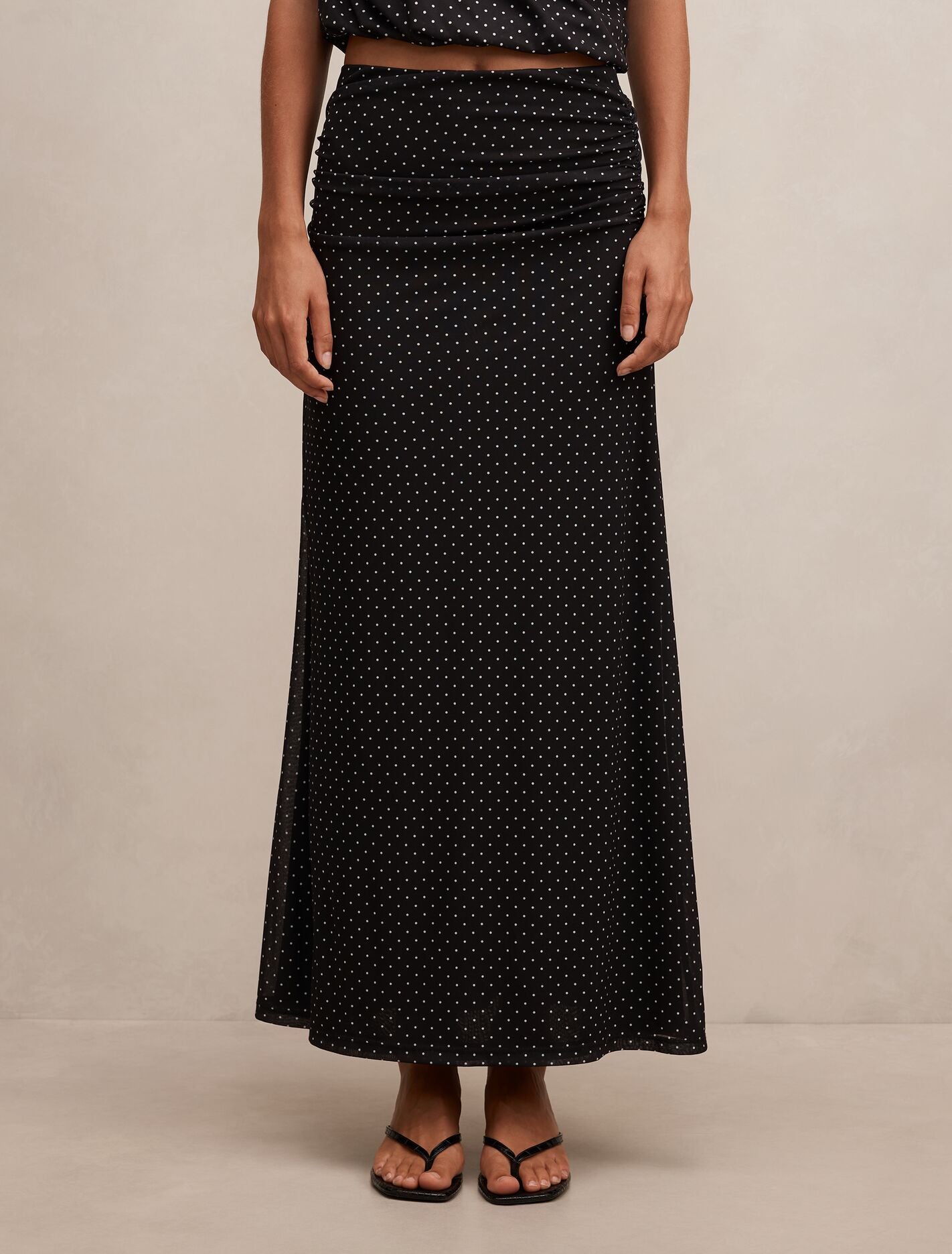 Mimi Flute Maxi Skirt Black Elstone Spot Co-Ord Forever New