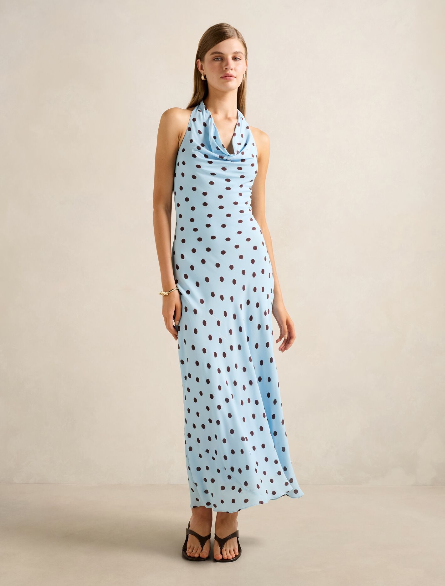 Carter Cowl Neck Midi Dress Blue Gia Spot Forever New