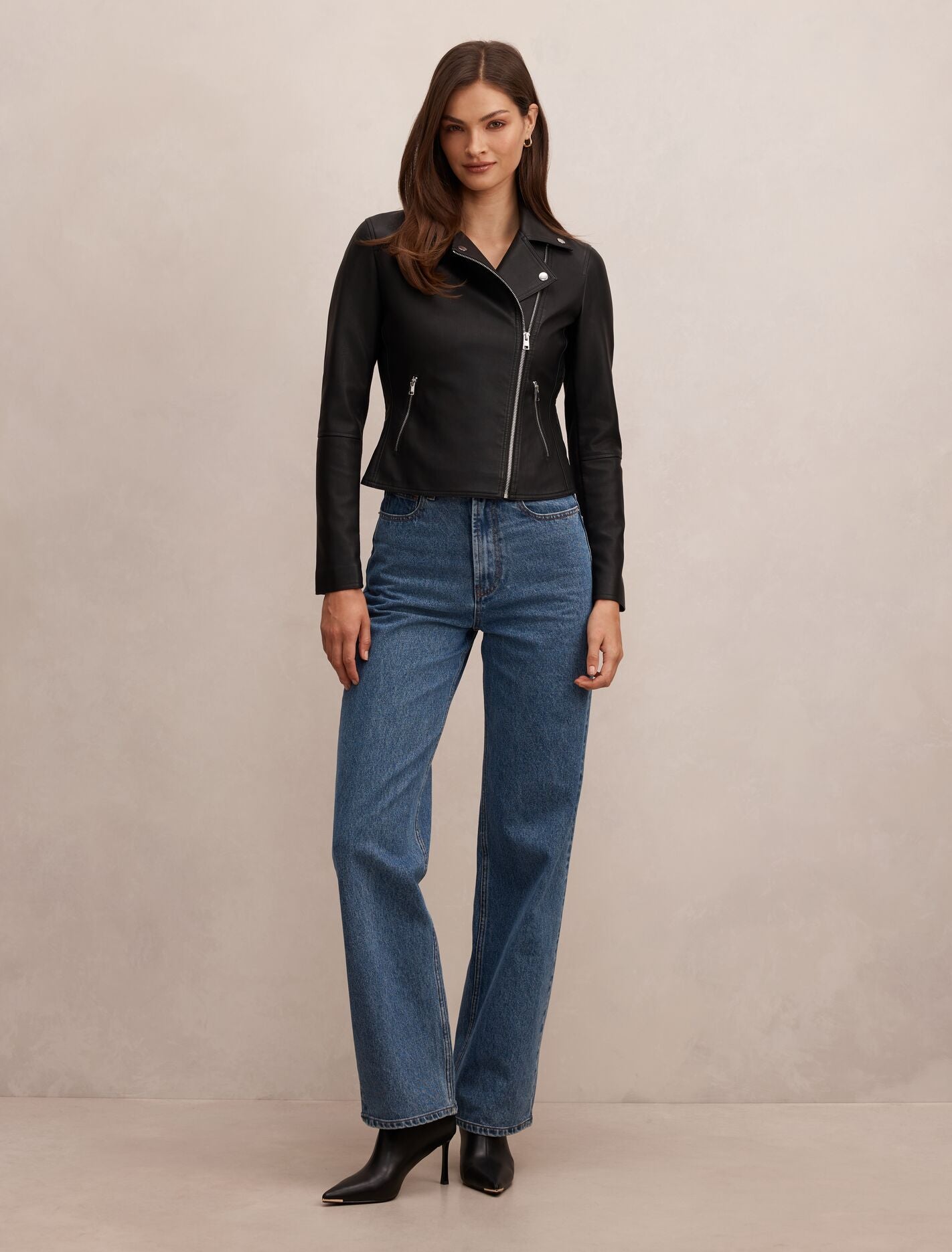 Betty Faux Leather Biker Jacket Forever New