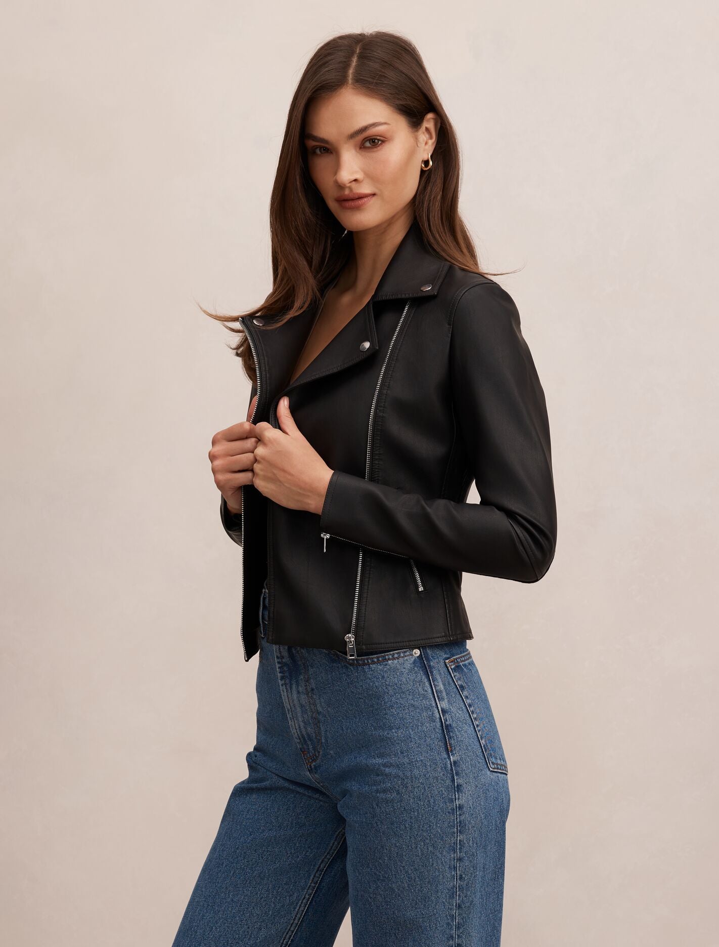 Betty Faux Leather Biker Jacket Forever New