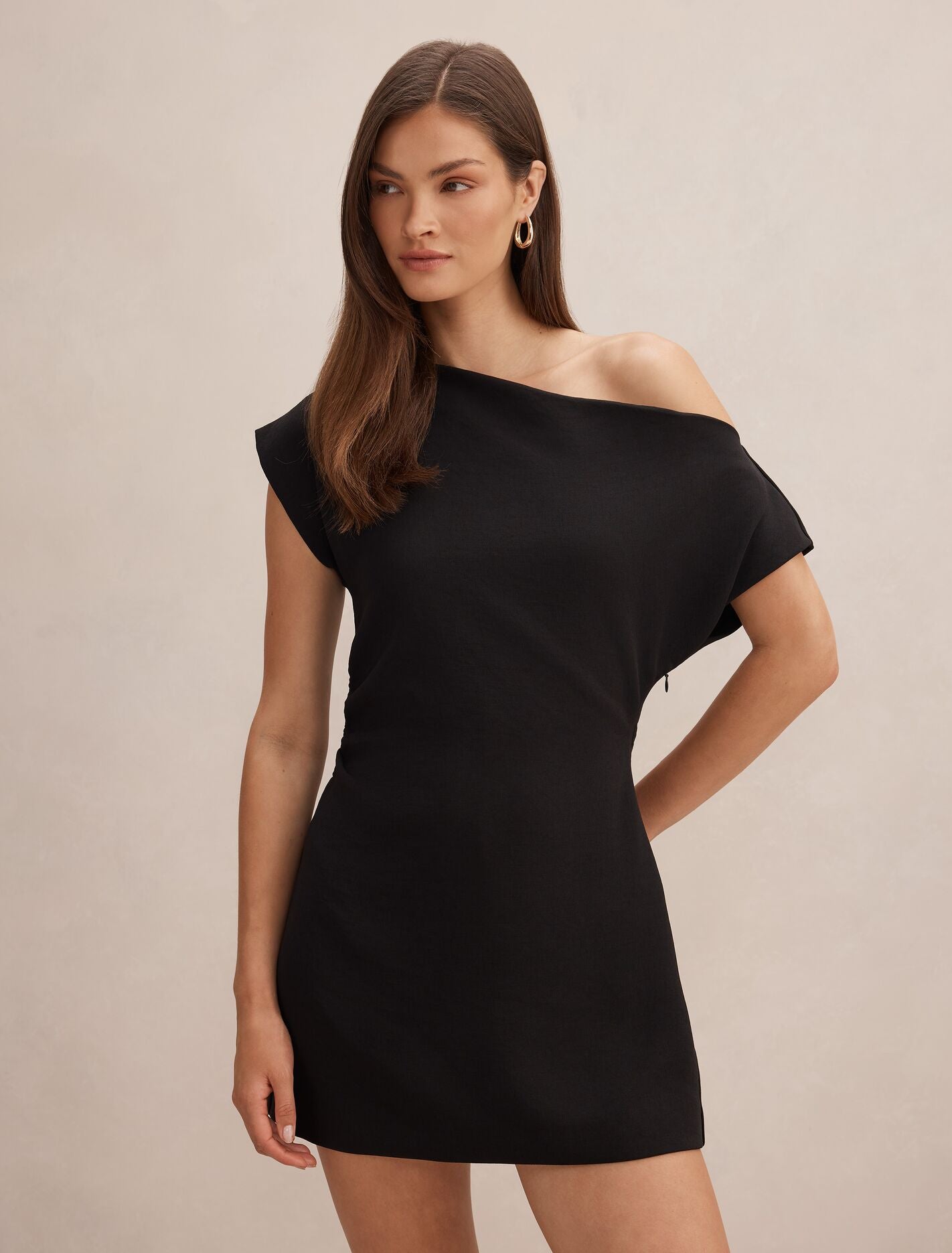 Danielle Asymmetrical Mini Dress Black Forever New