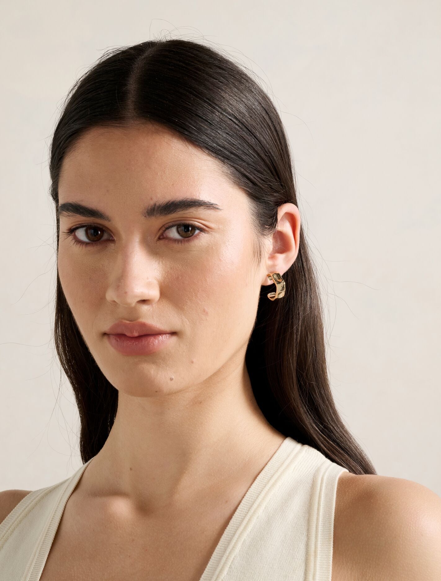 Signature Poppy Panel Small Hoop Earrings Forever New