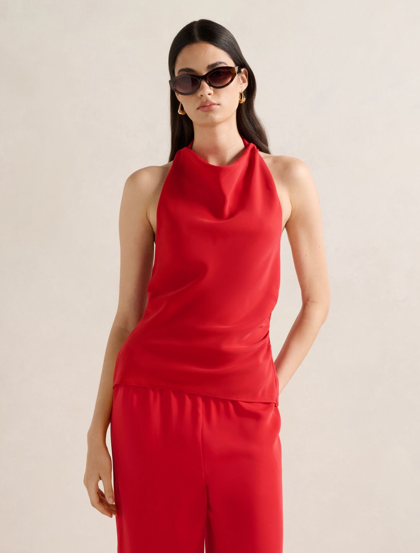 Evelyn Halter Backless Top Red Set Forever New