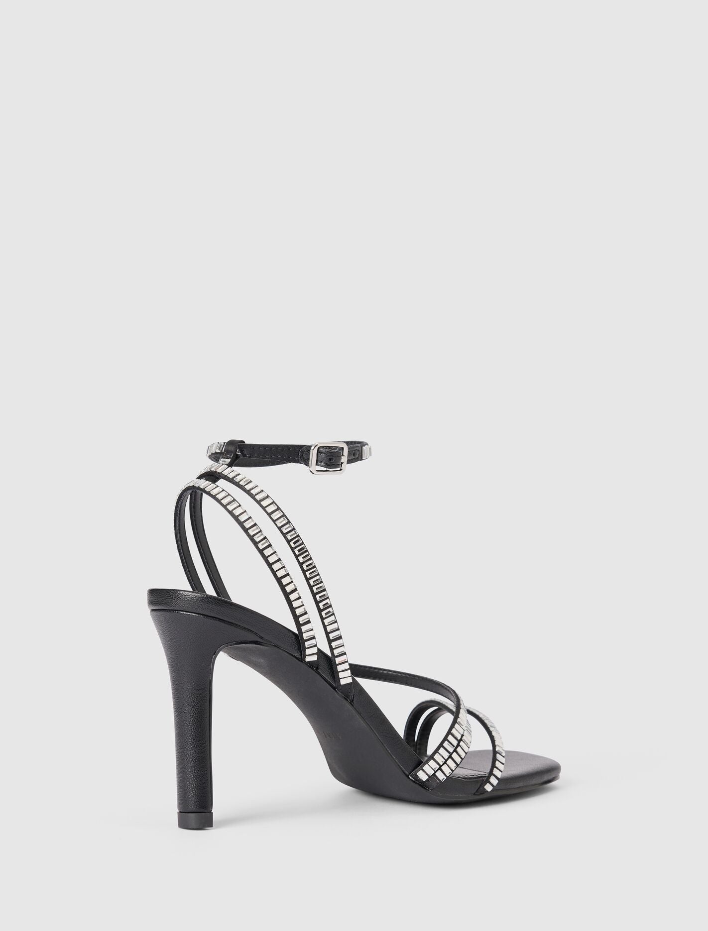 Crystal Jewelled Asymmetrical Strap Pm Sandal Heel Forever New