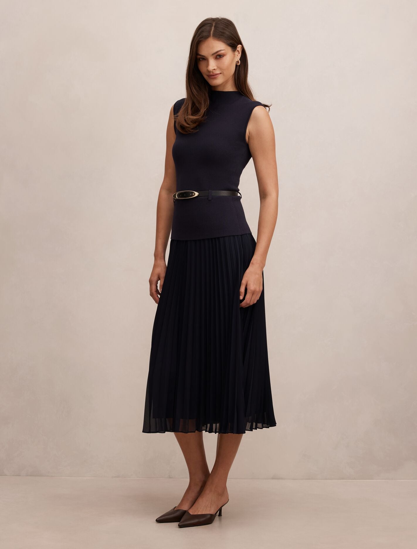 Lorelei Woven Mixed Midi Dress Forever New