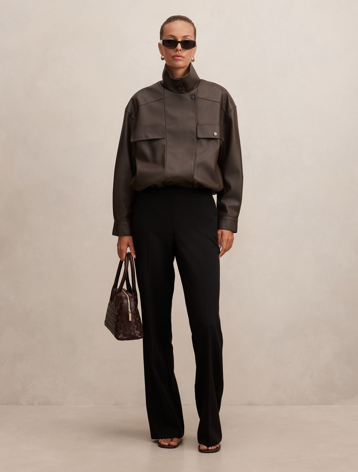 Angela Oversized Pu Bomber Jacket Forever New