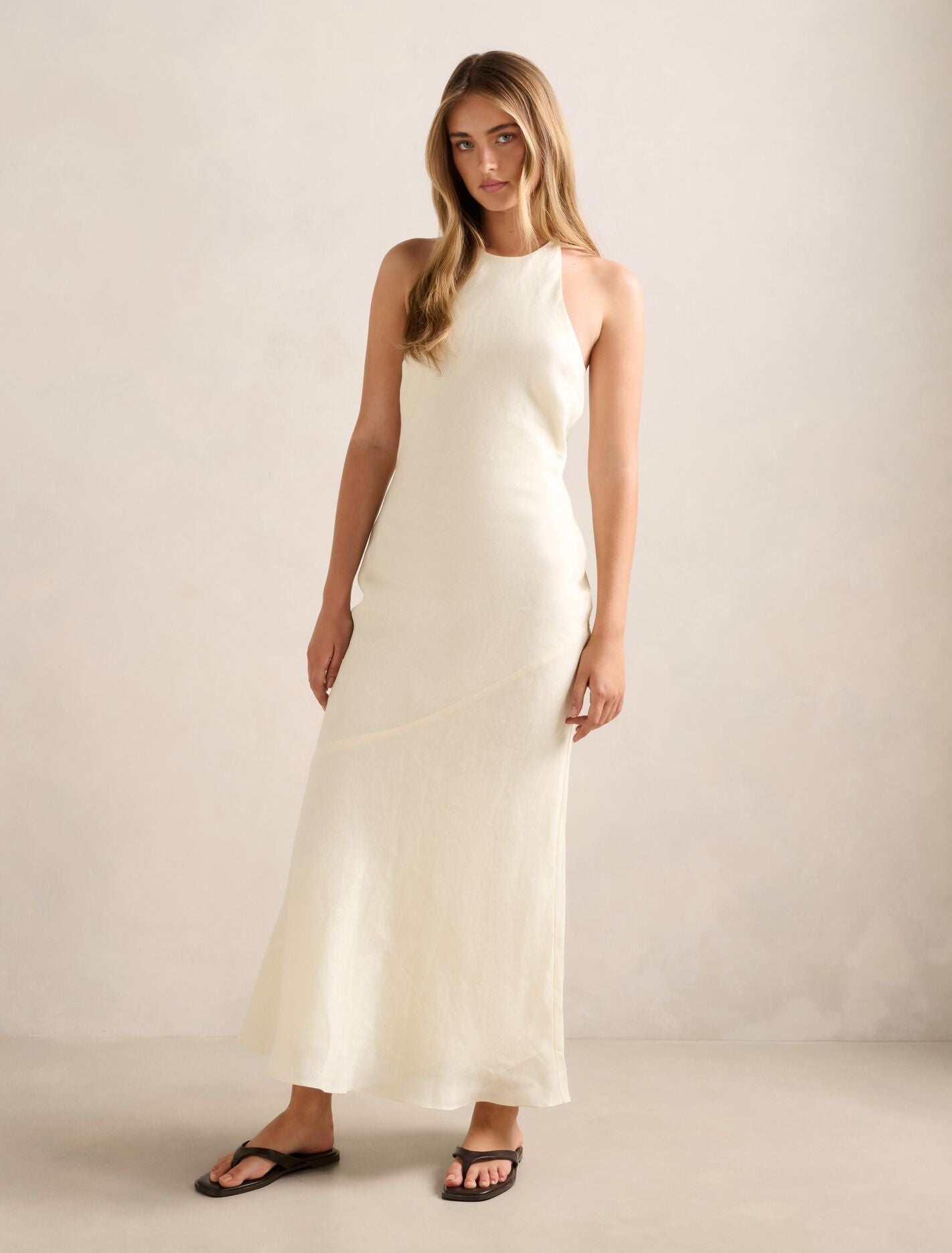 Primmy Halter Neck Linen Maxi Dress Forever New