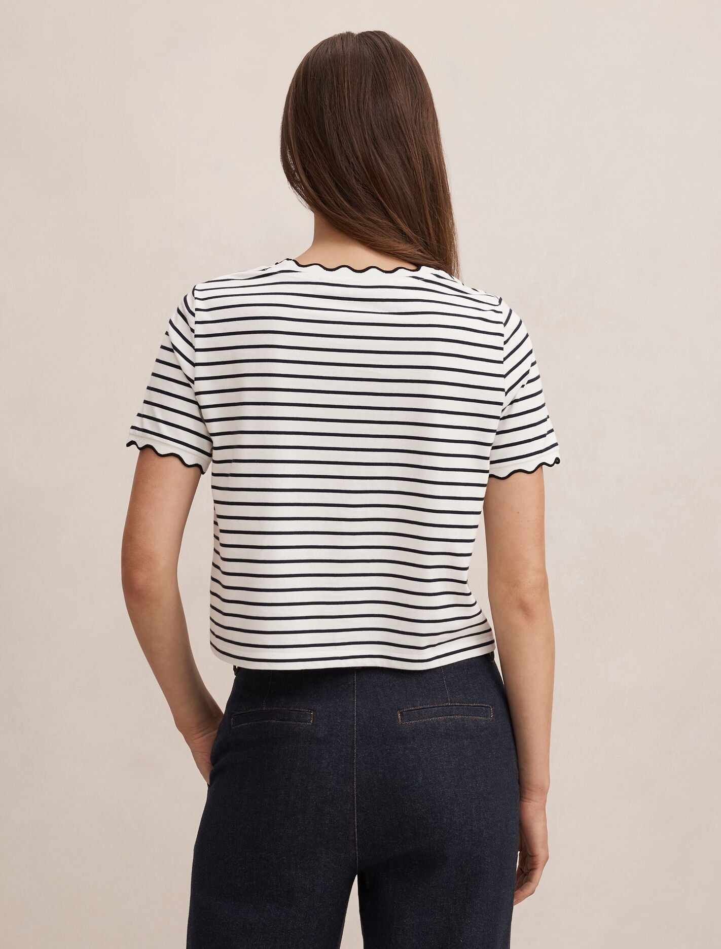 Dolly Stripe Scallop T-Shirt Forever New