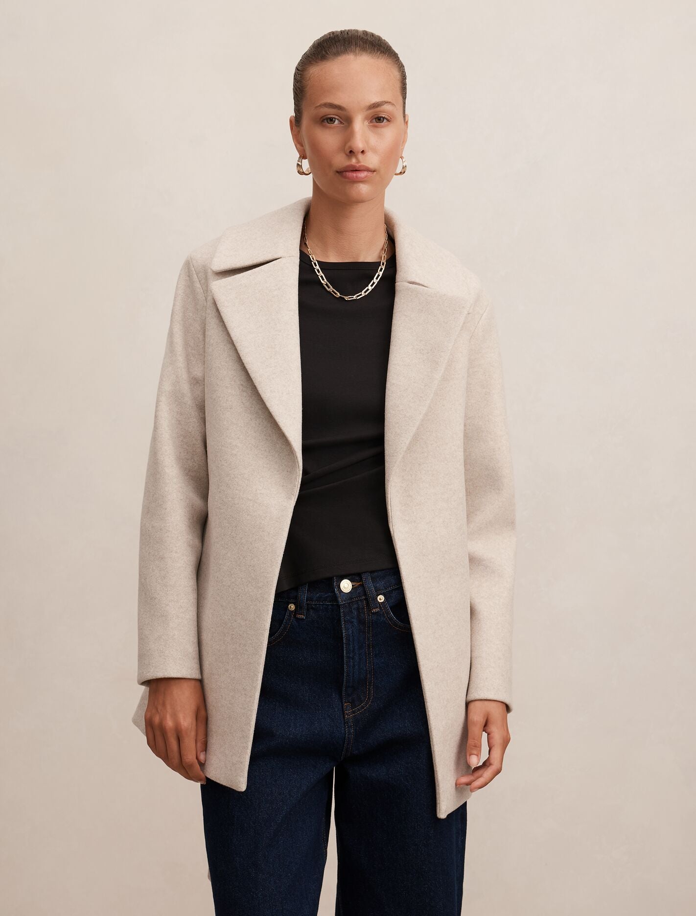 Sabrina Short Wrap Coat Mink Forever New