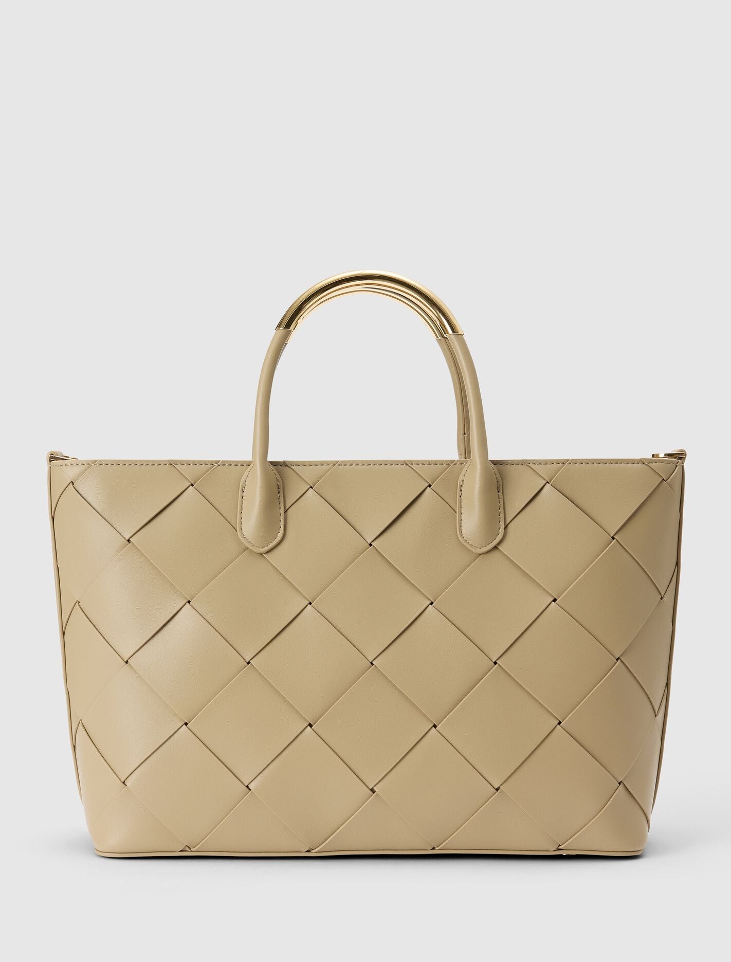 Amaya Weave Metal Handle Bag 0 Taupe Forever New