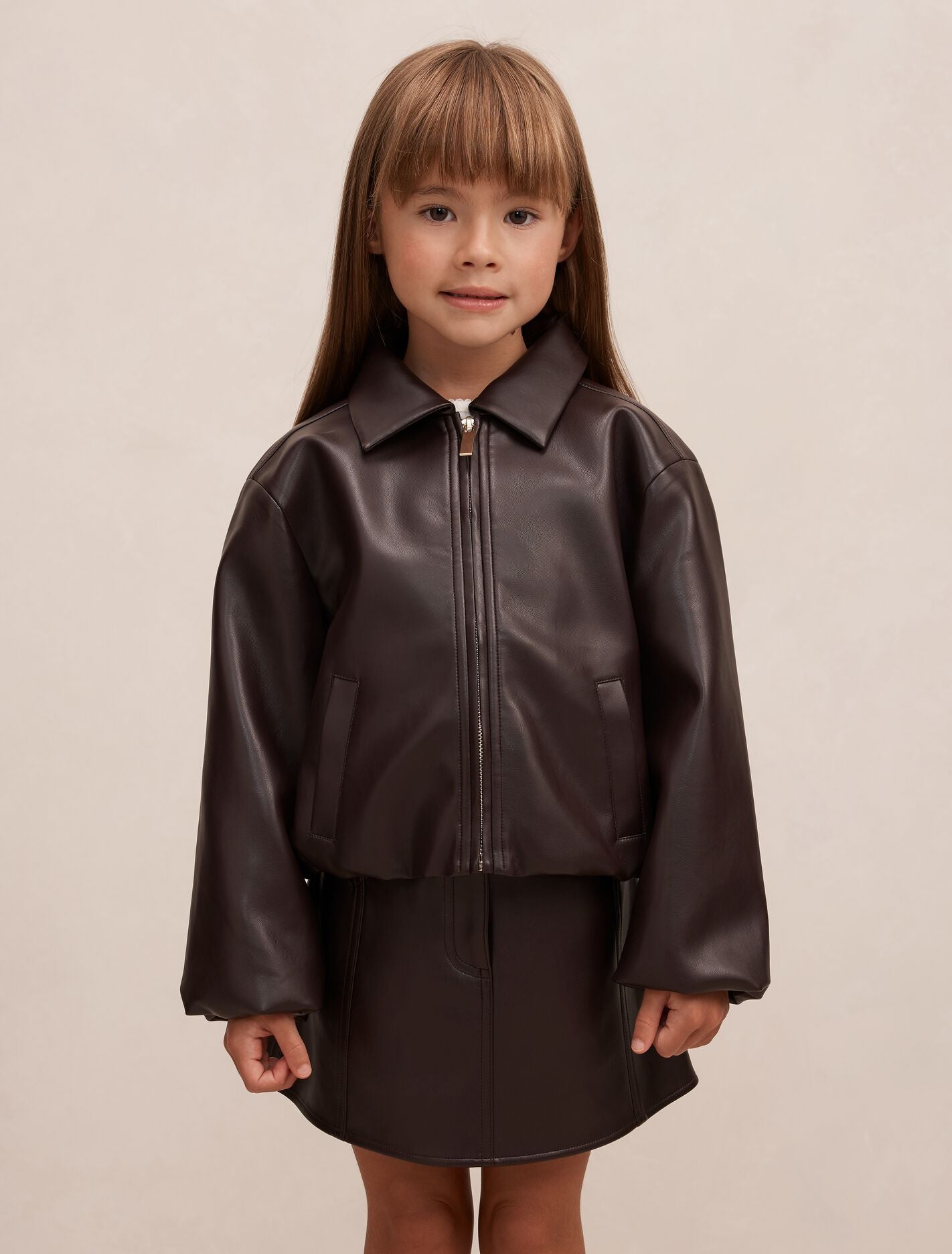 Laura Girls Faux Leather Bomber Jacket Royal Berry Forever New