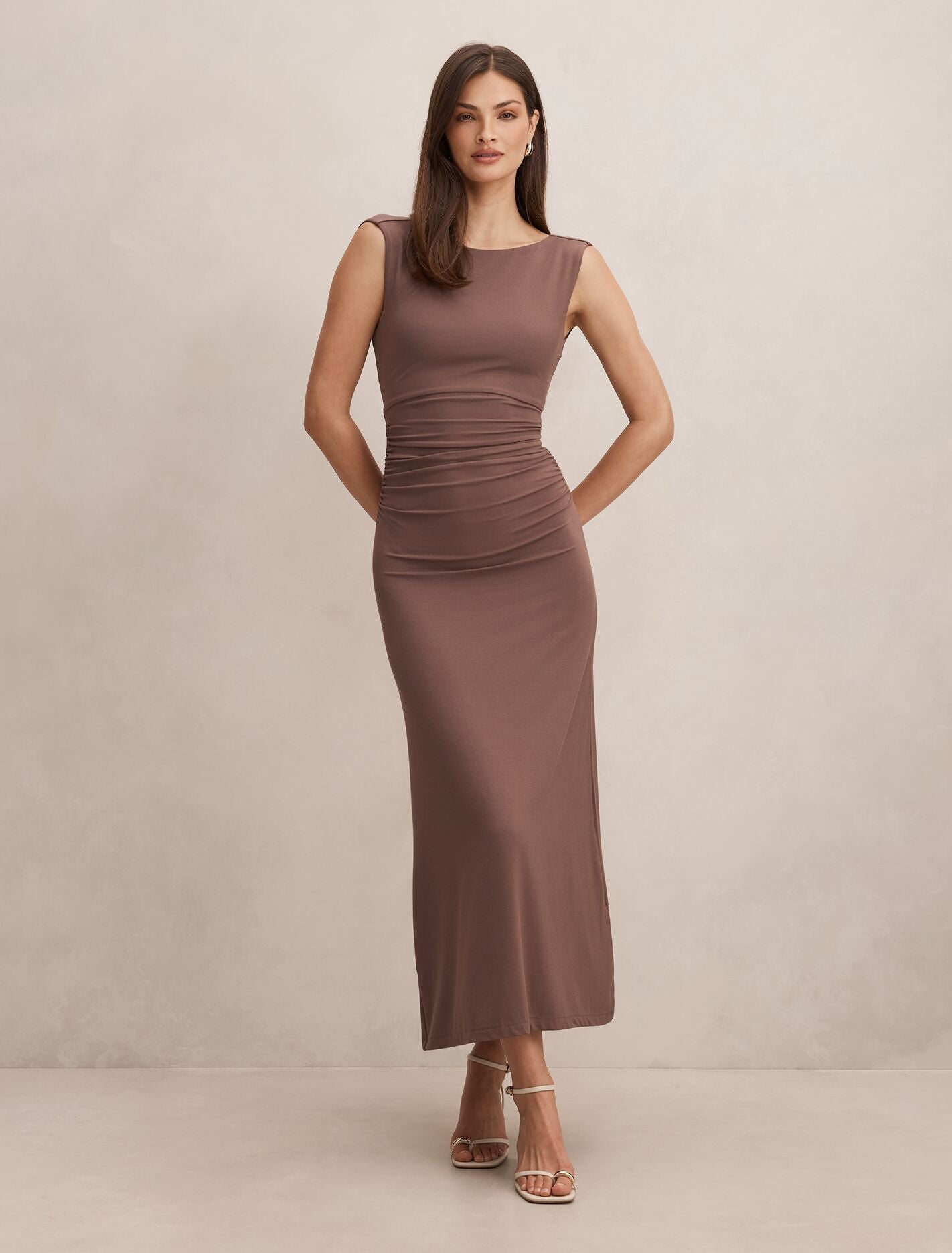 Jemima Ruched Jersey Midi Dress Forever New