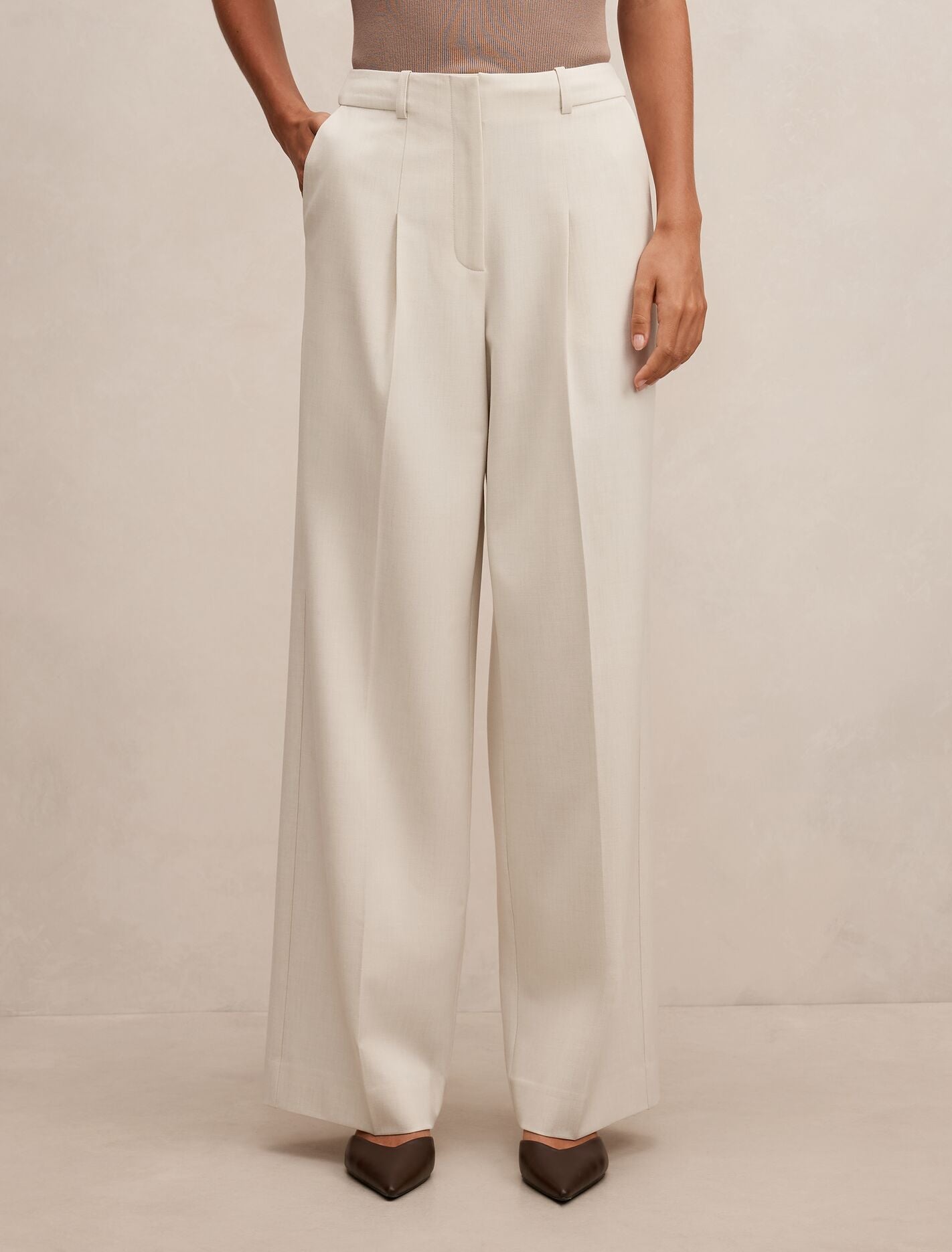 Tessa Wide Leg Pants Cream Suit Forever New