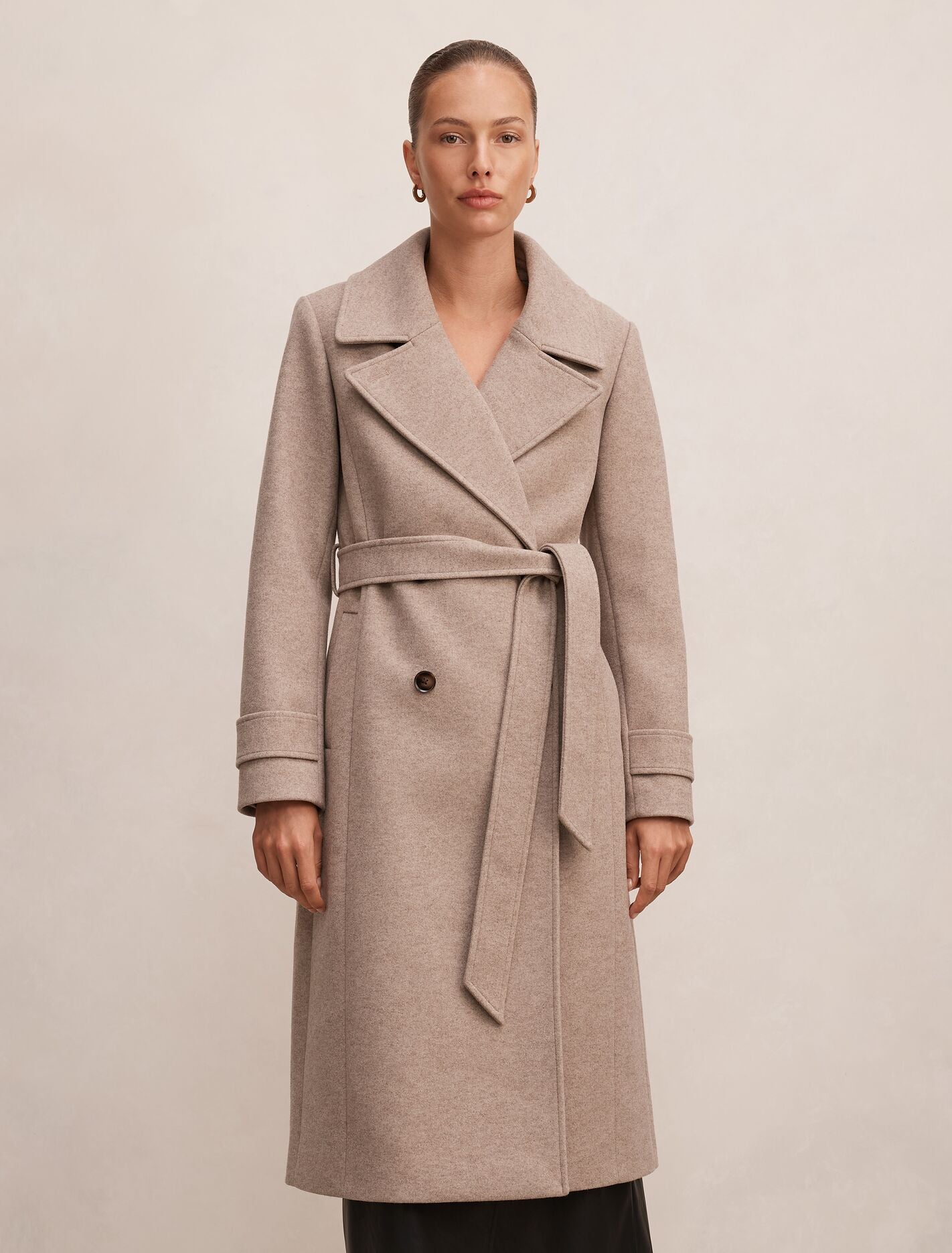 Sandy Belted Coat Mushroom Marle Forever New