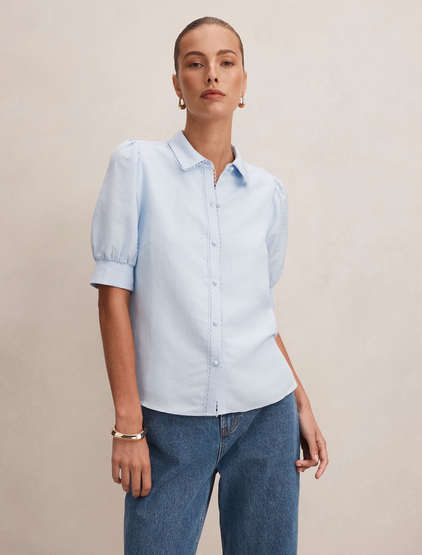 Finley Trim Detail Blouse Icicle Forever New