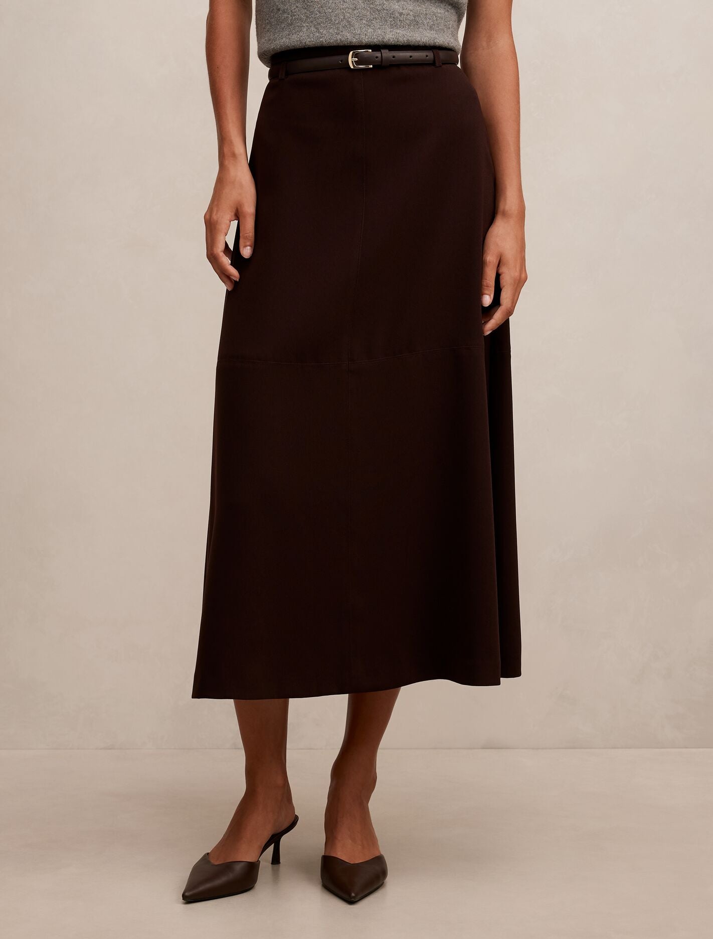 Millie Belted Midi Skirt Chocolate Forever New