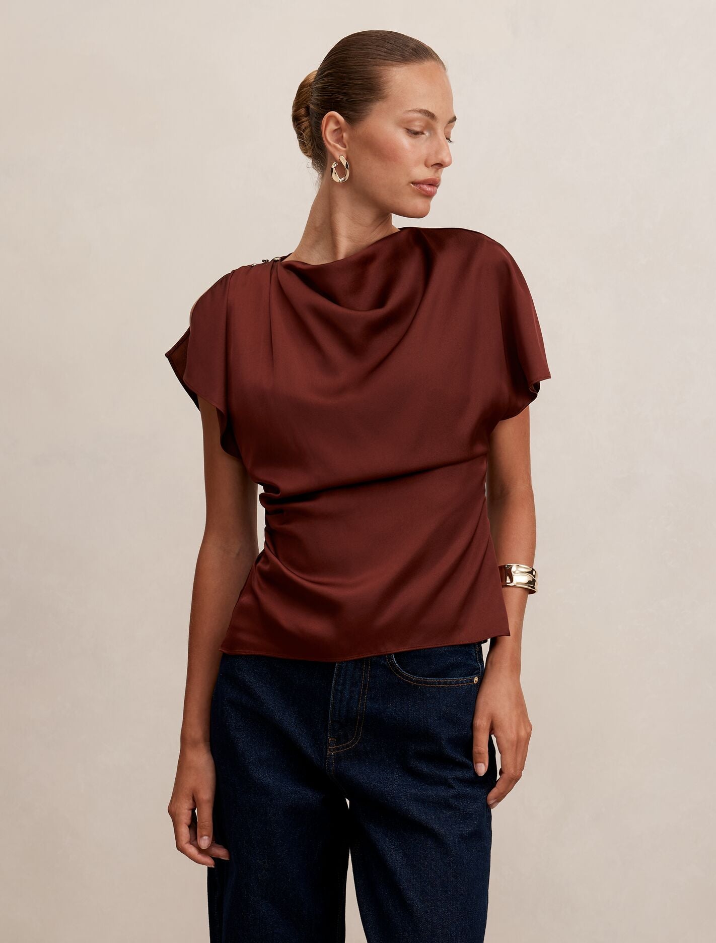 Daya Drape Satin Top Forever New