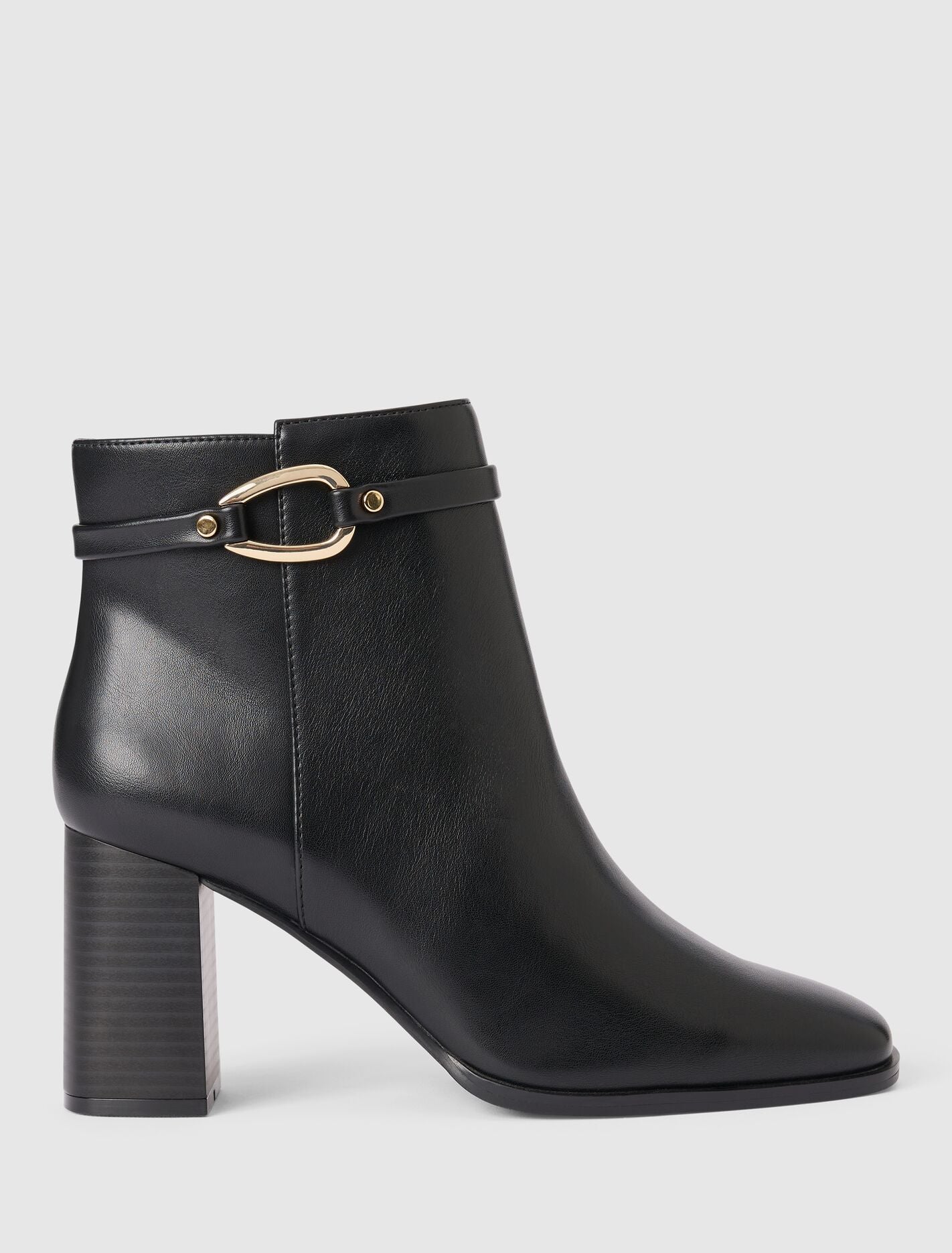 Rosanna Hardware Trim Heeled Ankle Boot Black Forever New