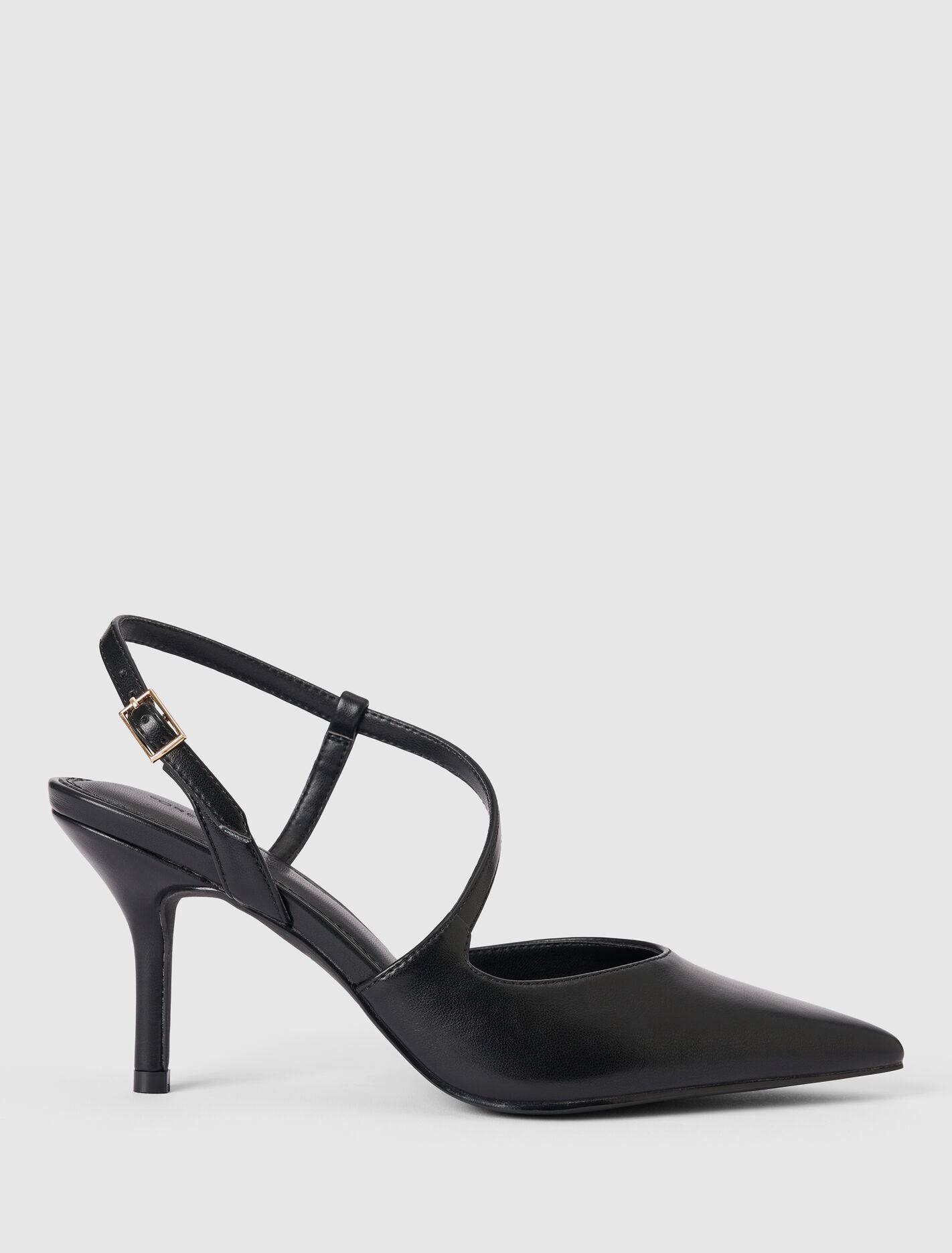 Lisa Asymmetrical Strapping Detail Court Heel Black Forever New
