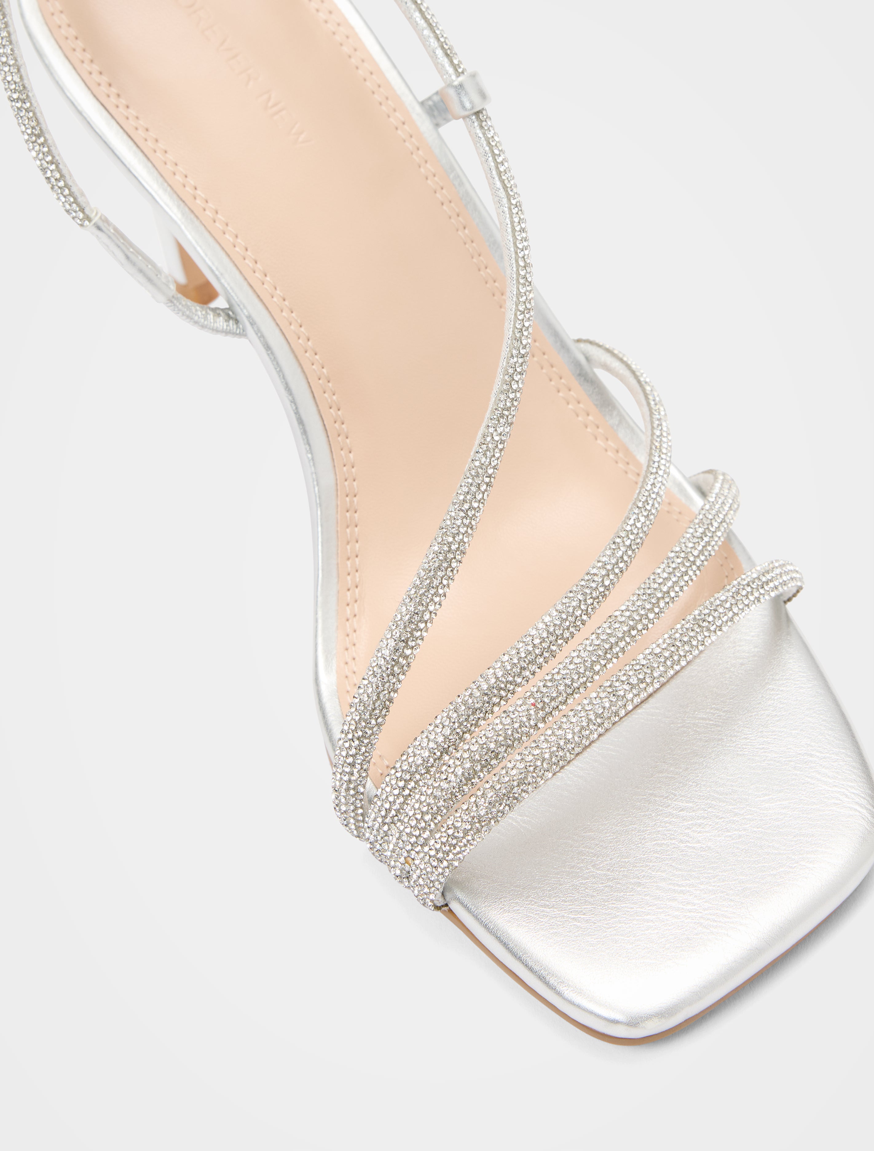 Christine Asymmetrical Diamante Strapping Heel Forever New