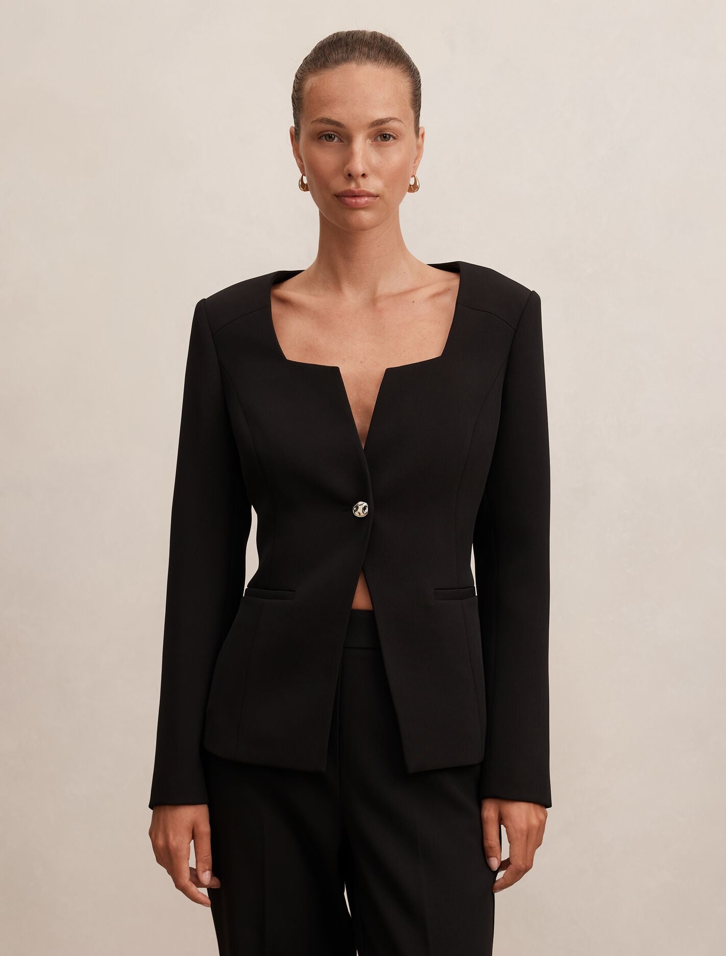 Sloane Collarless Blazer Black Forever New