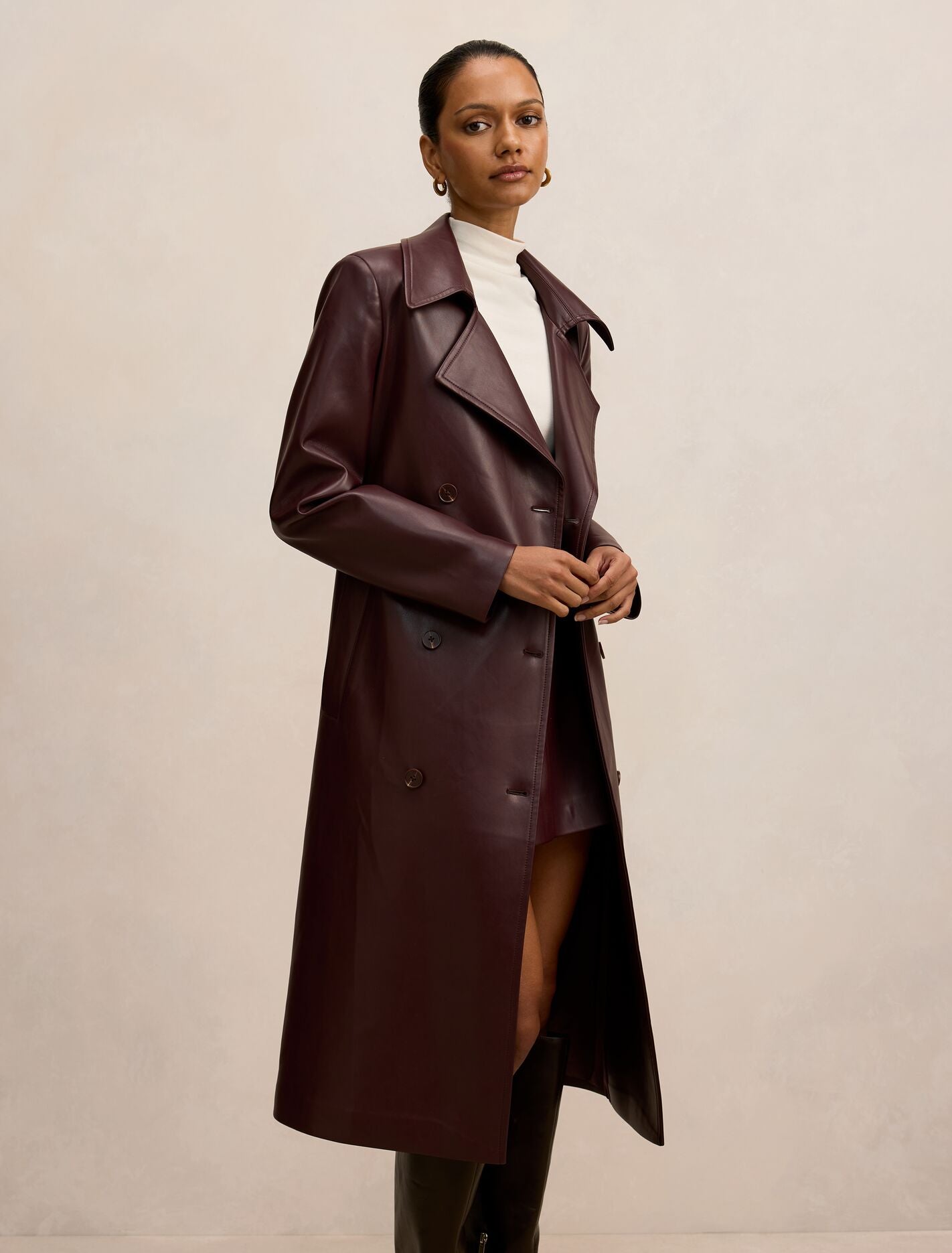 Sabina Petite Pu Trench Coat Forever New