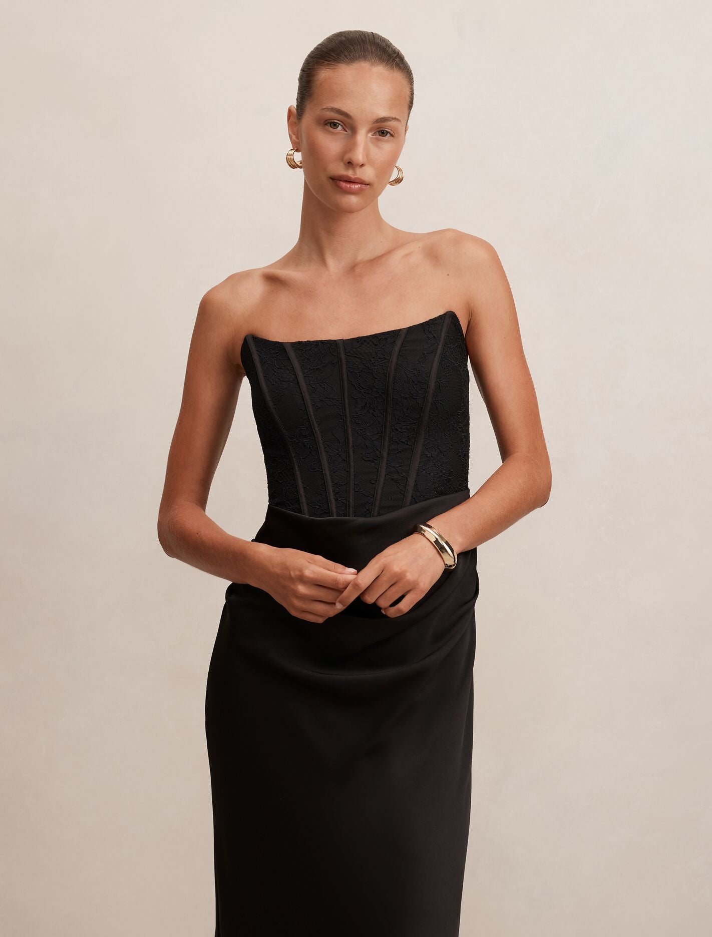 Ivy Lace Corset Drape Maxi Dress Forever New